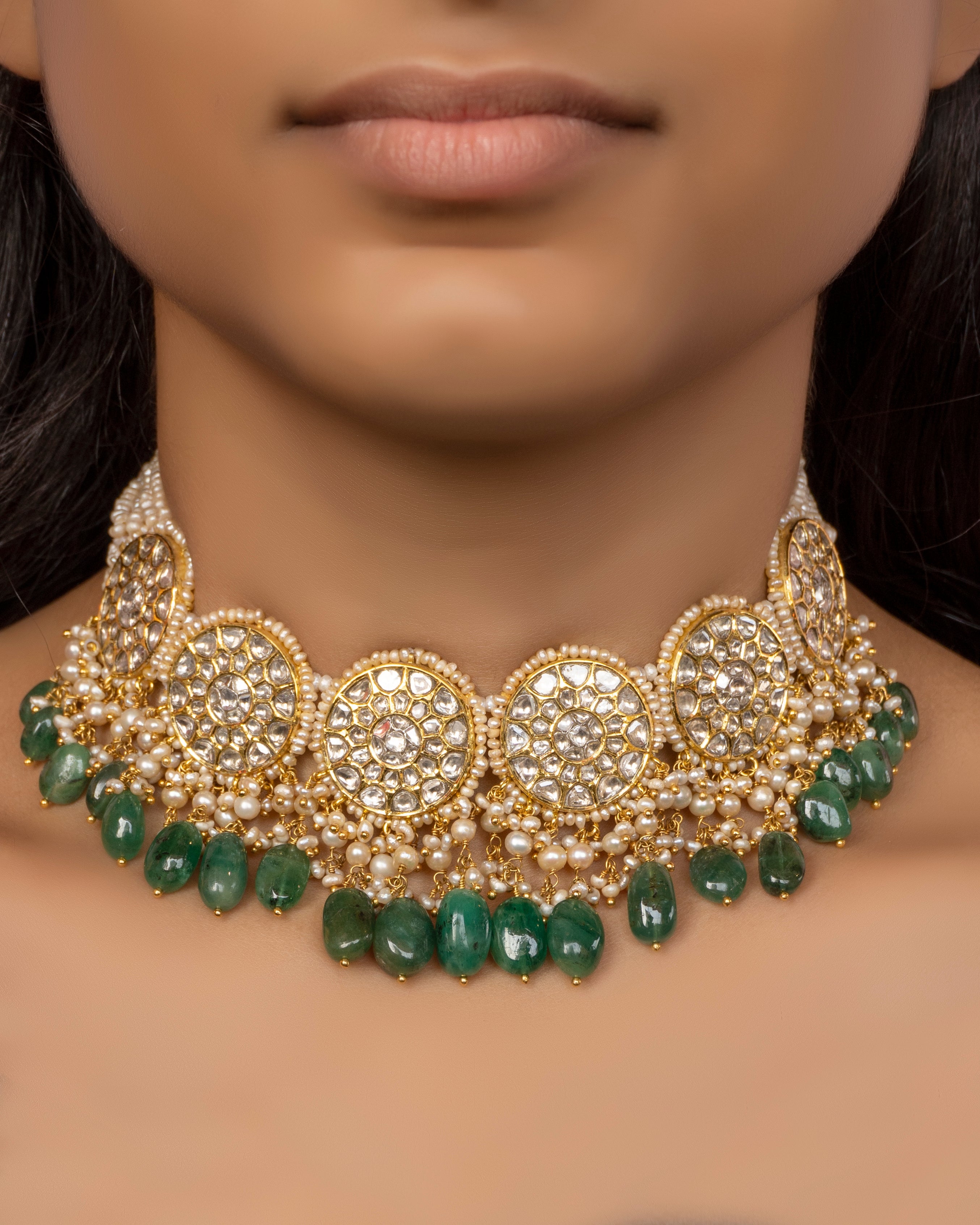 Sidhi Choker and Aashvi Tops Polki Set