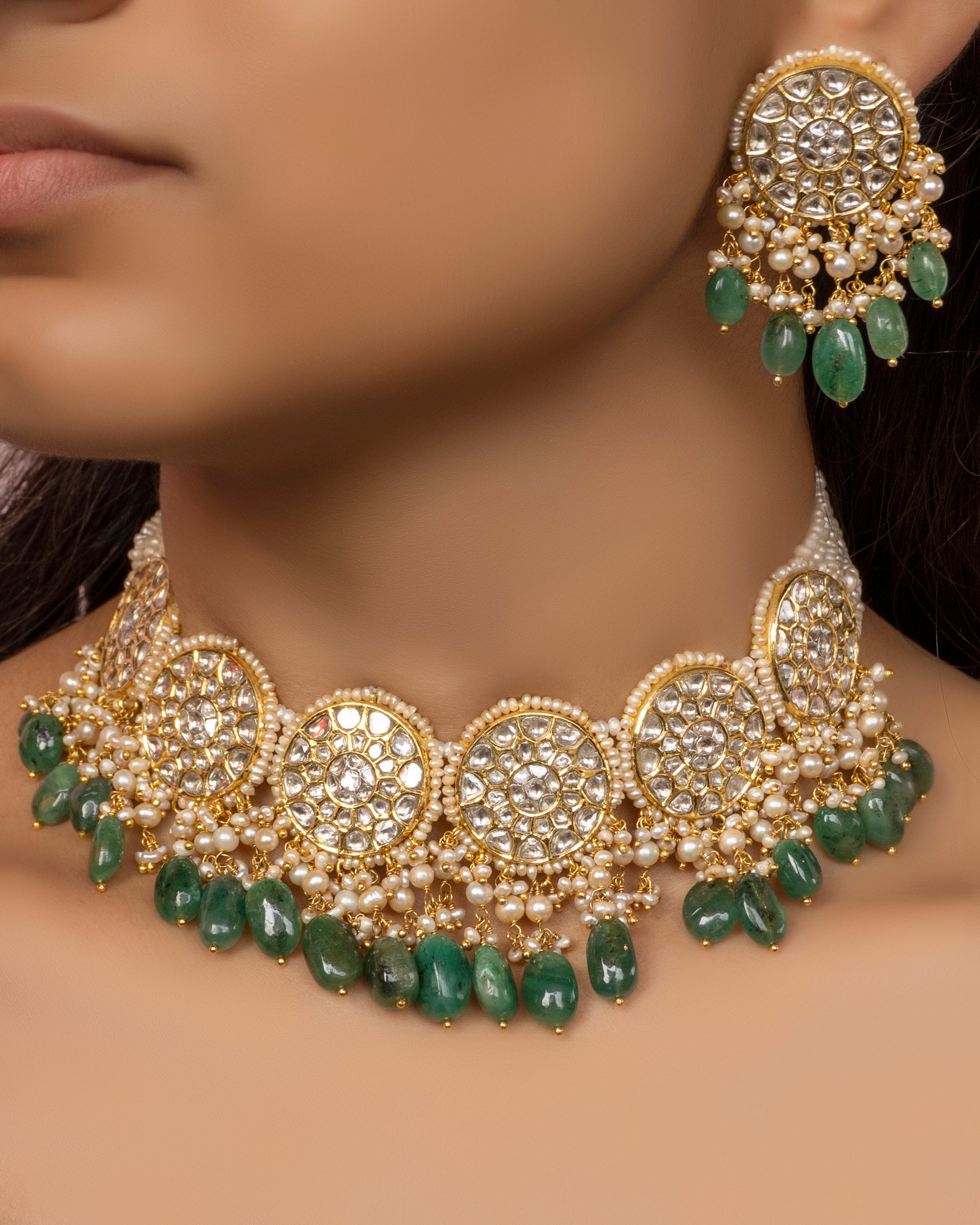 Sidhi Choker and Aashvi Tops Polki Set