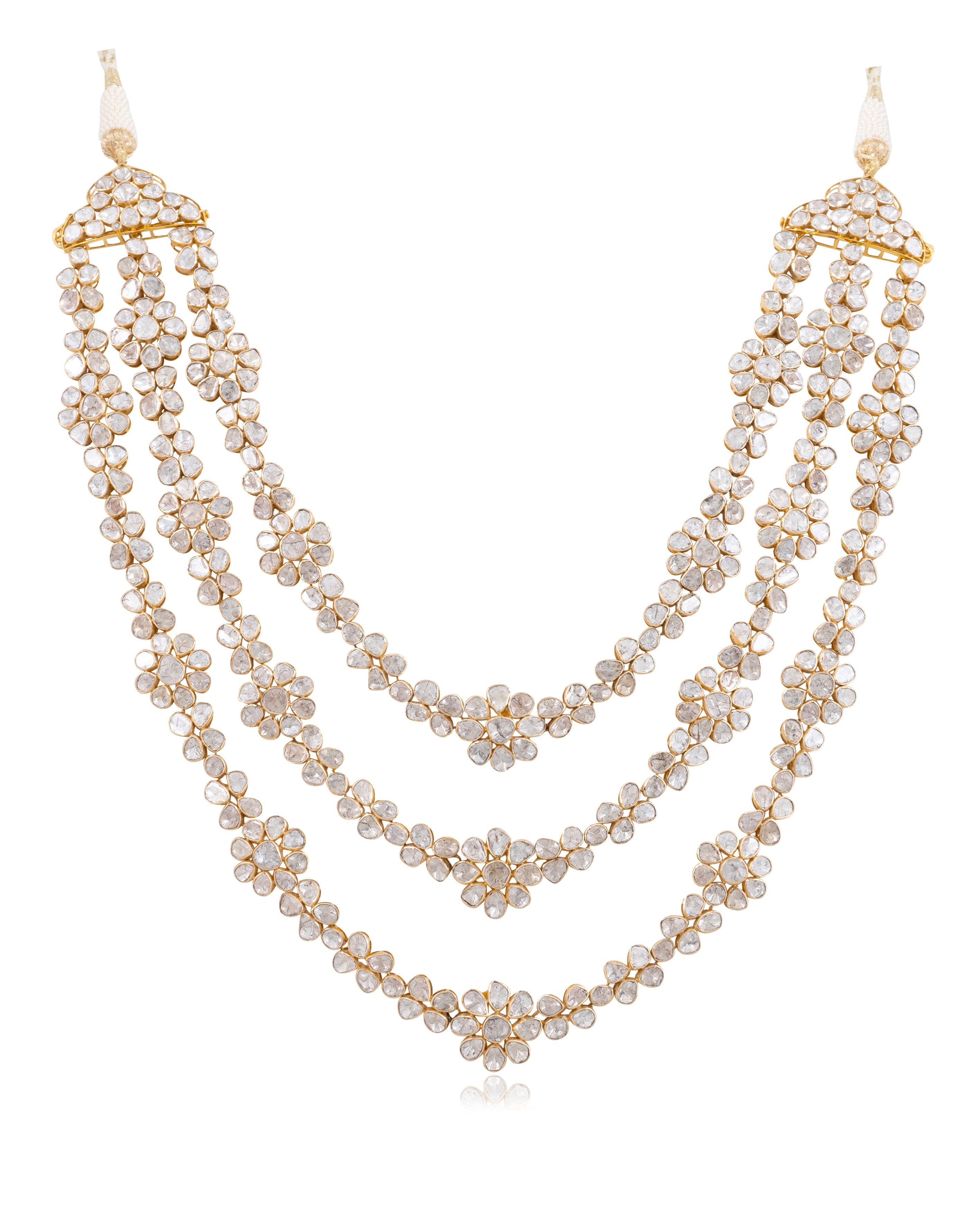 Aliza Long Necklace and Lazeni Long Earrings Polki Set