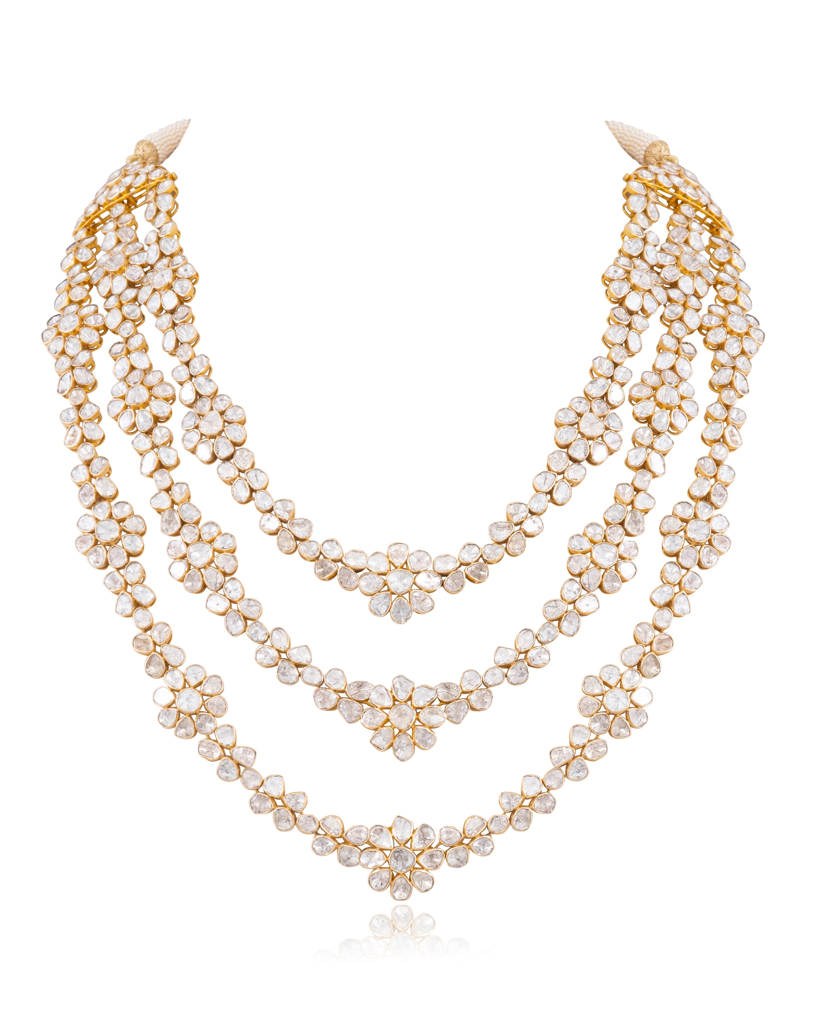 Aliza Long Necklace and Lazeni Long Earrings Polki Set