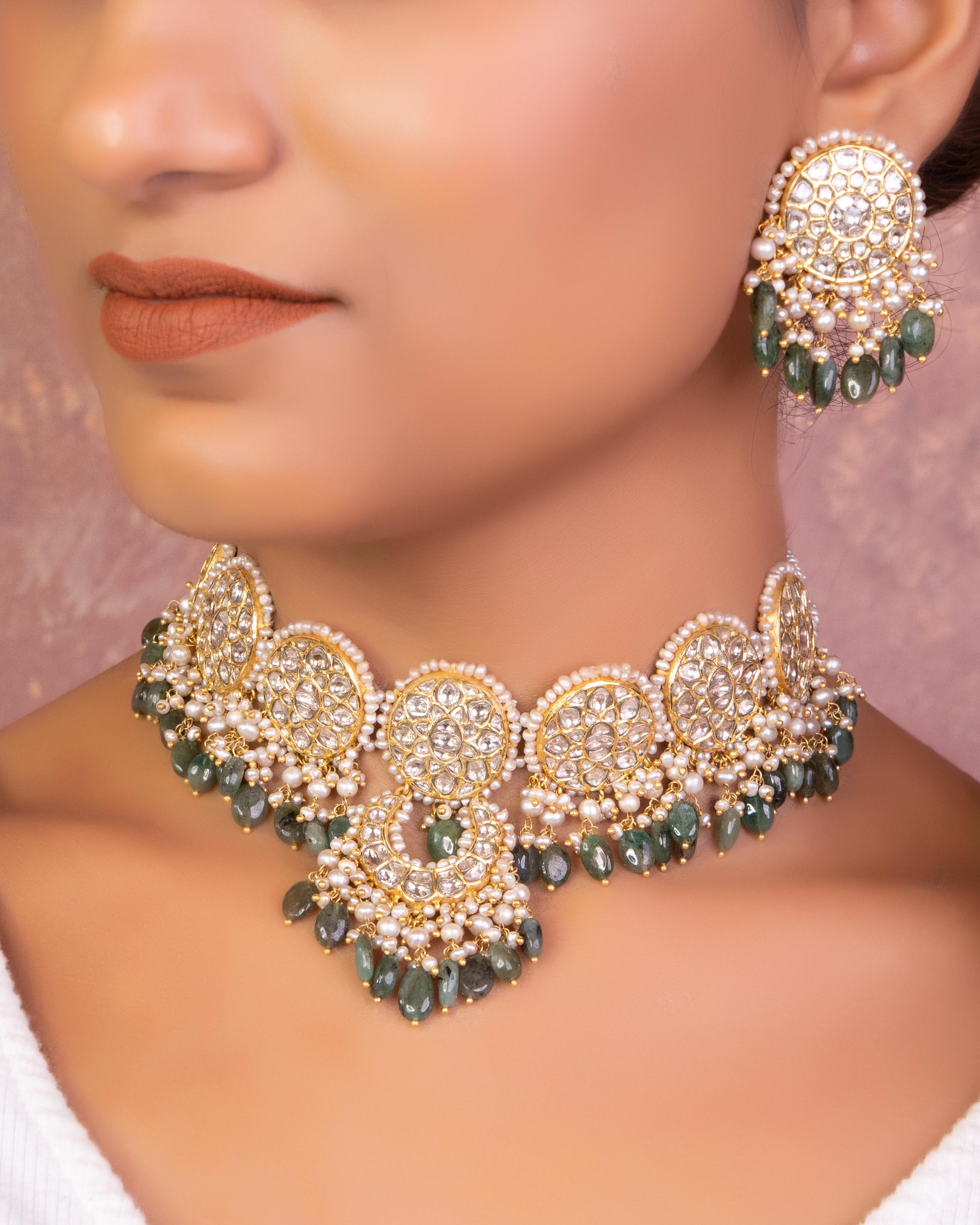 Diana Choker And Cloe Tops Polki Set