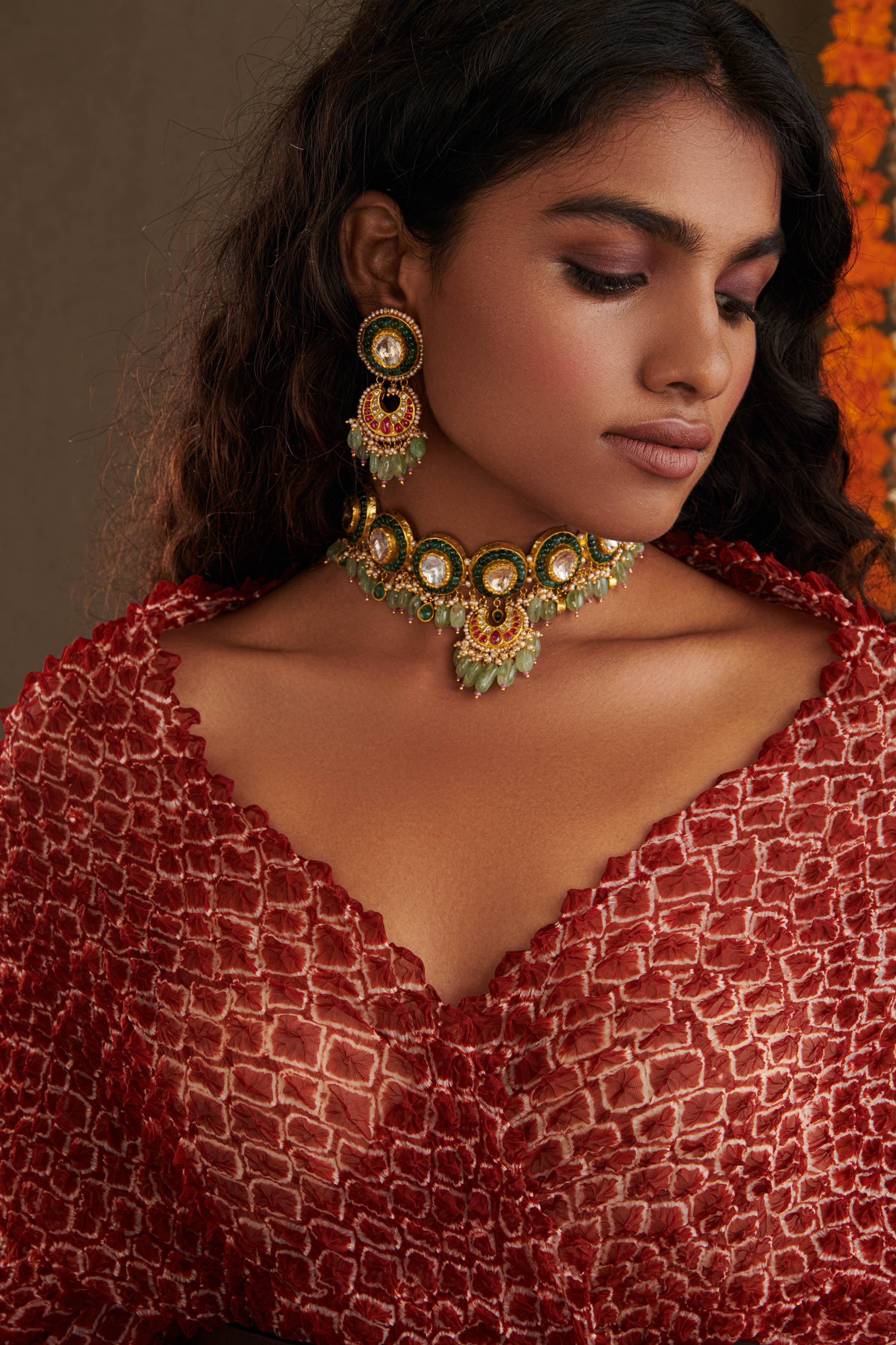 Rudhii Choker And Dhanu Chandbalis Polki Set