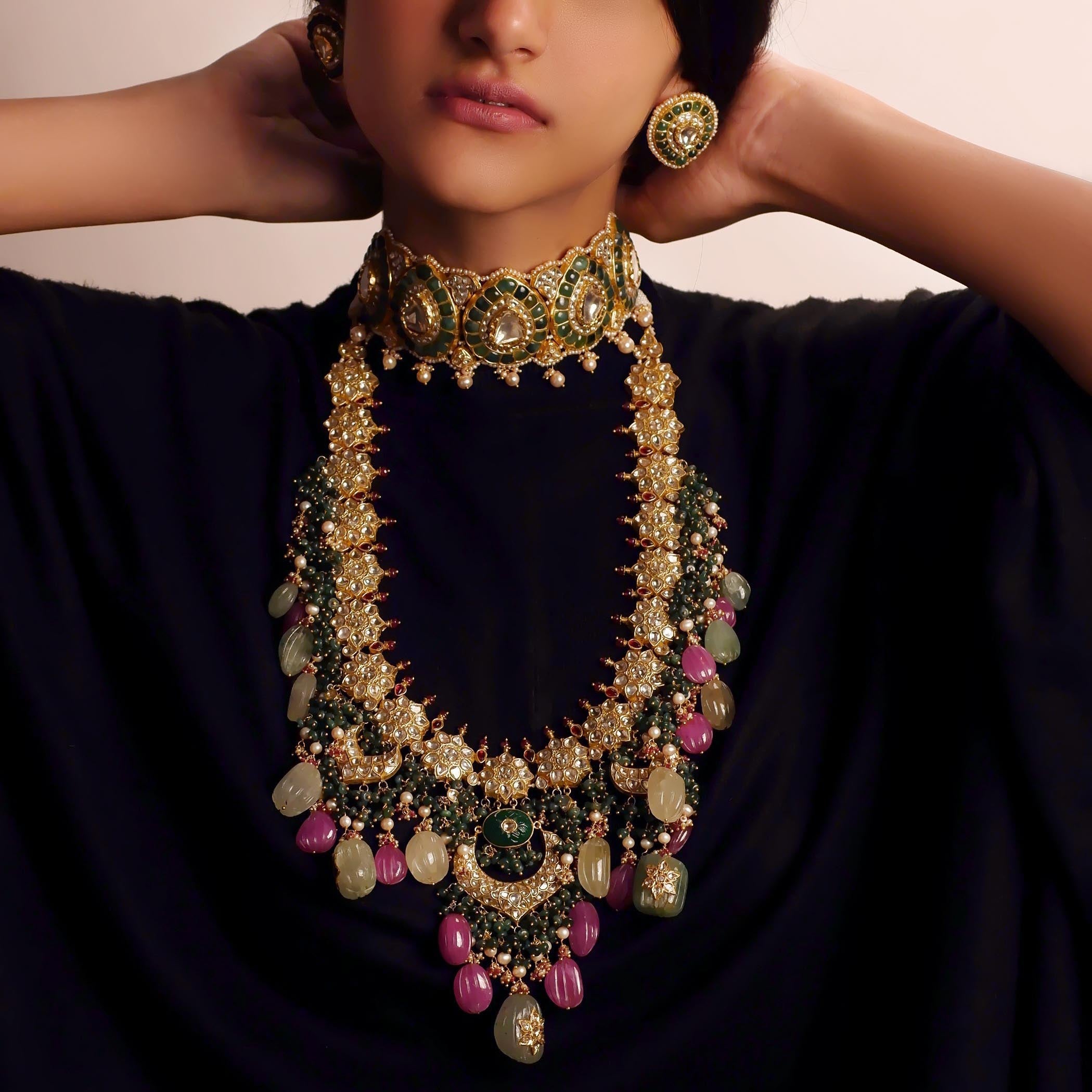 Rudhii Choker And Dhanu Chandbalis Polki Set