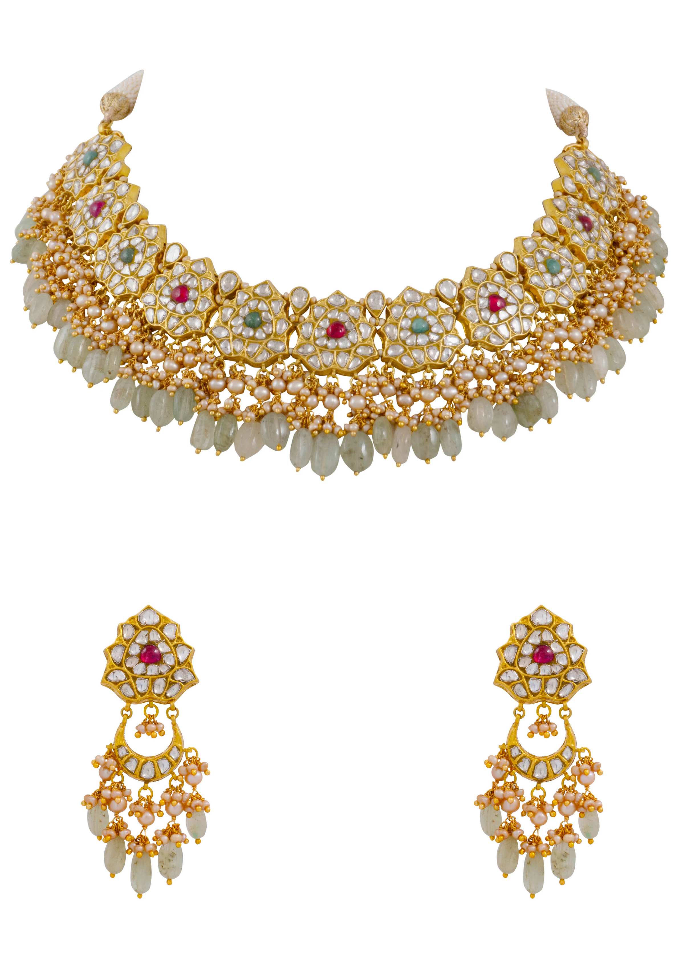 Ashnoor Necklacce and Sabina Chandbalis Polki Set