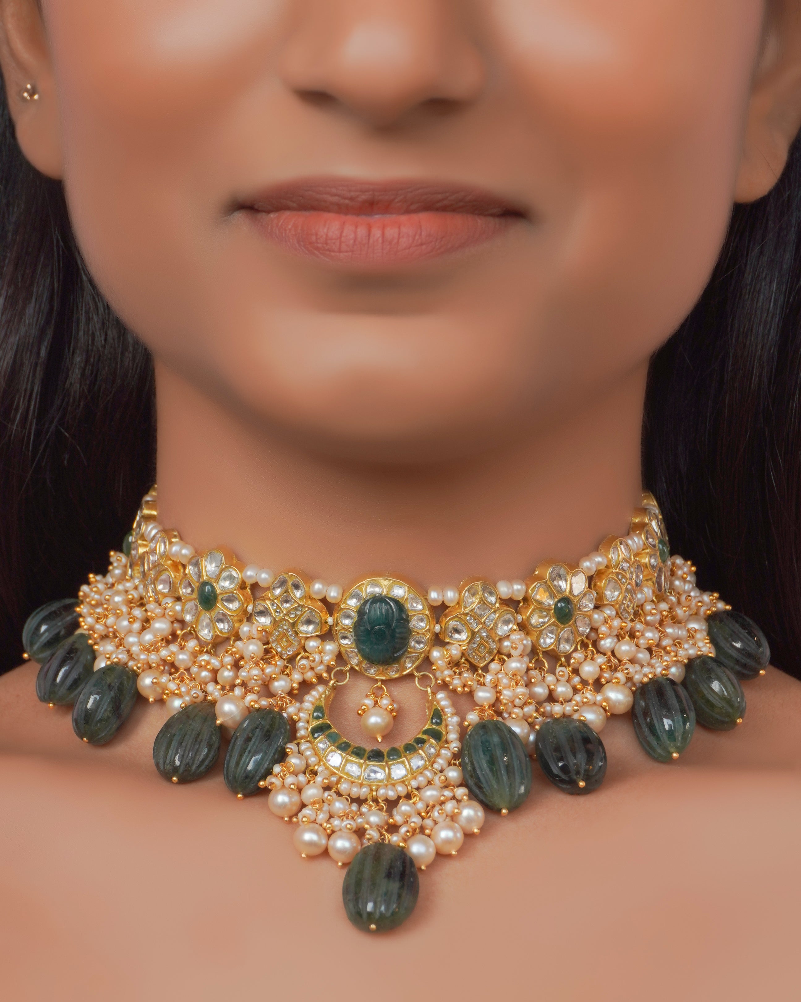 Mehek Choker and Zeenat Chandbalis Polki Set