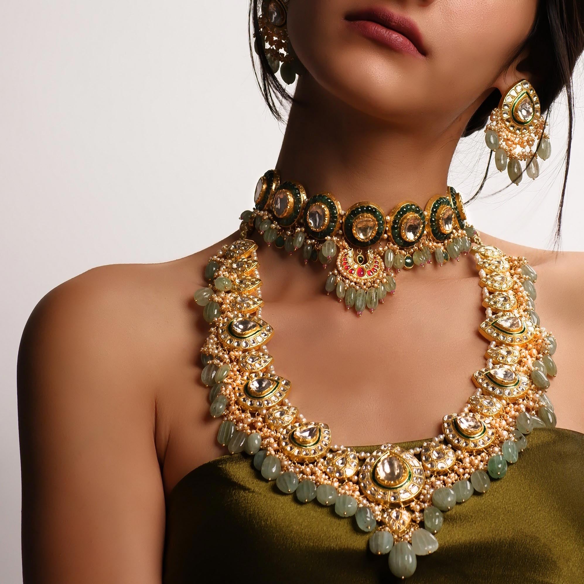 Rudhii Choker And Dhanu Chandbalis Polki Set