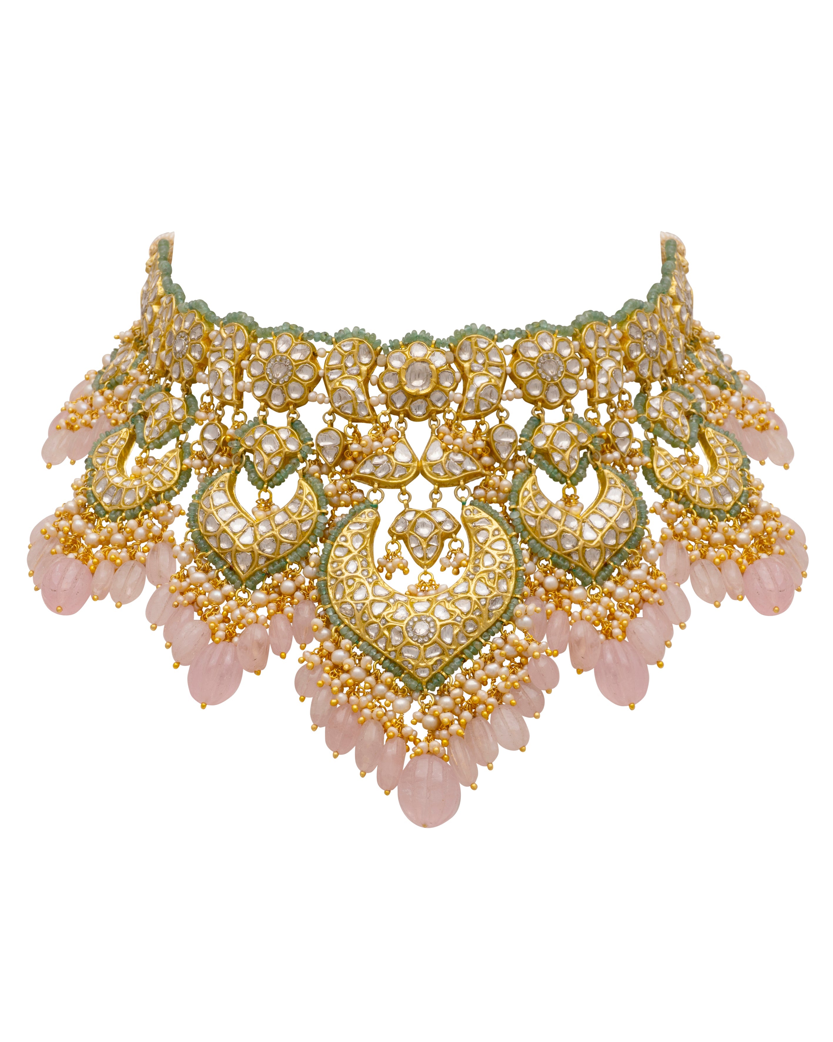 Vidya Necklace and Deepa Chandbalis Polki Set