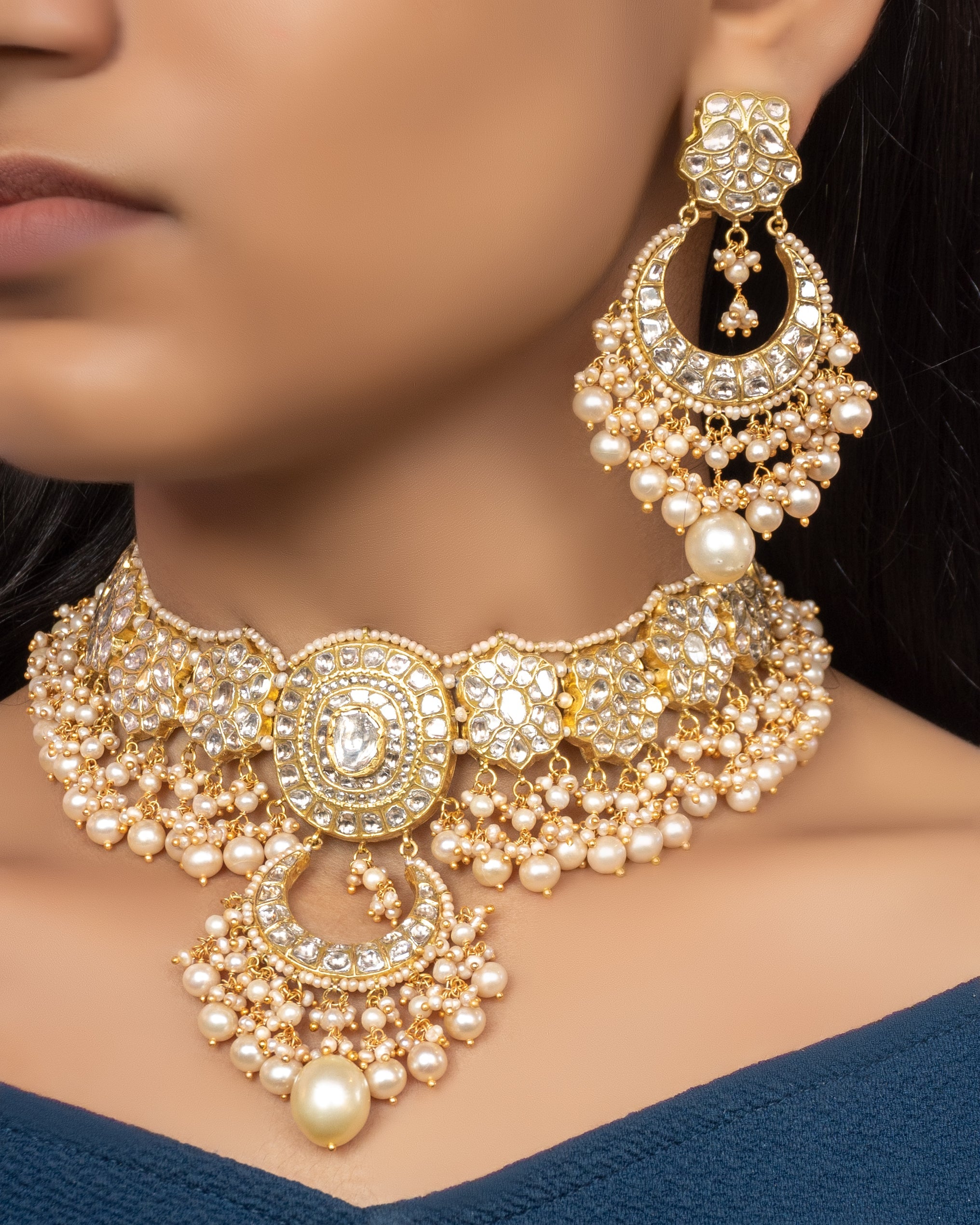 Fasana Necklace and Norina Chandbalis Polki Set