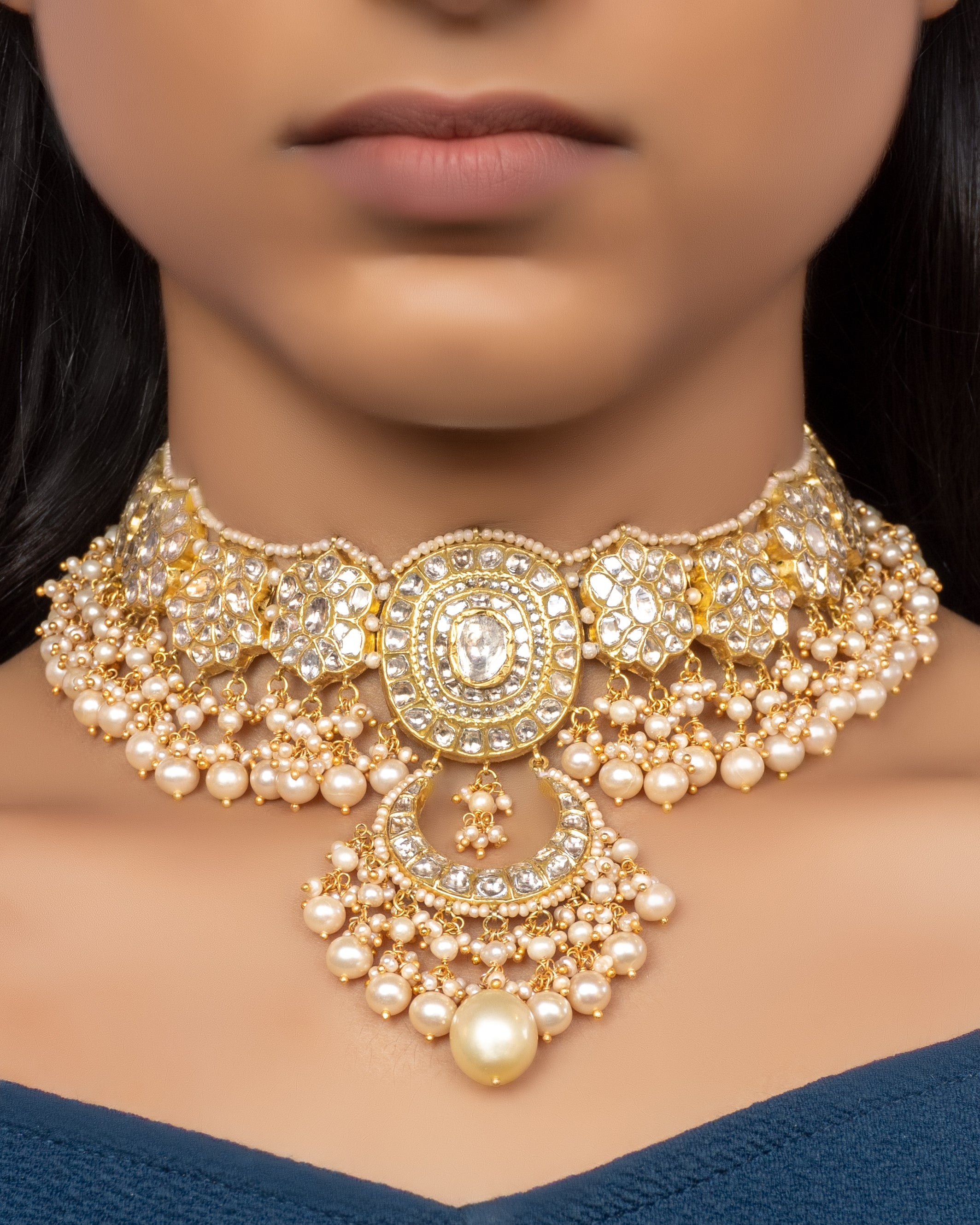 Fasana Necklace and Norina Chandbalis Polki Set