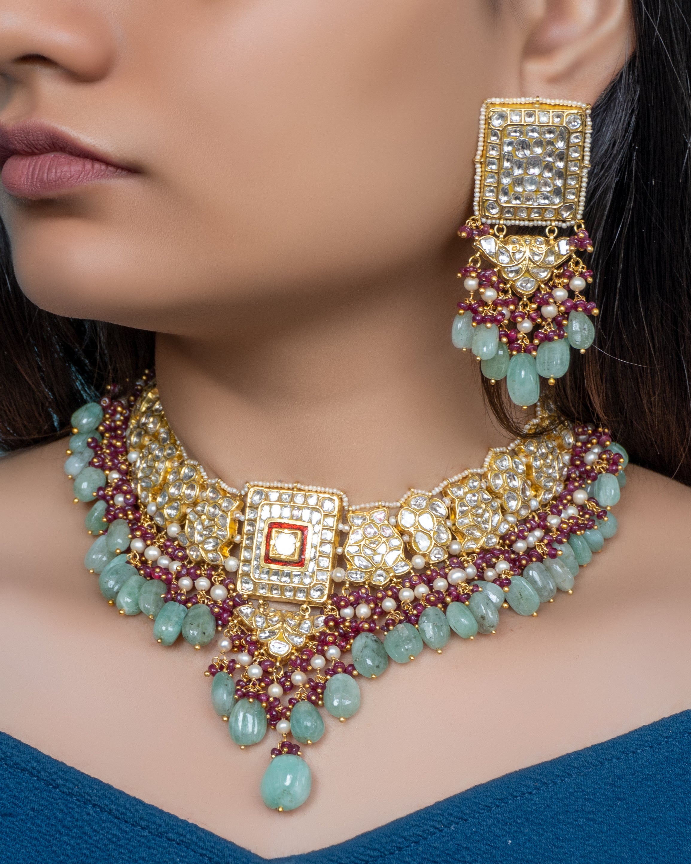 Shubneeka Polki Long Earrings