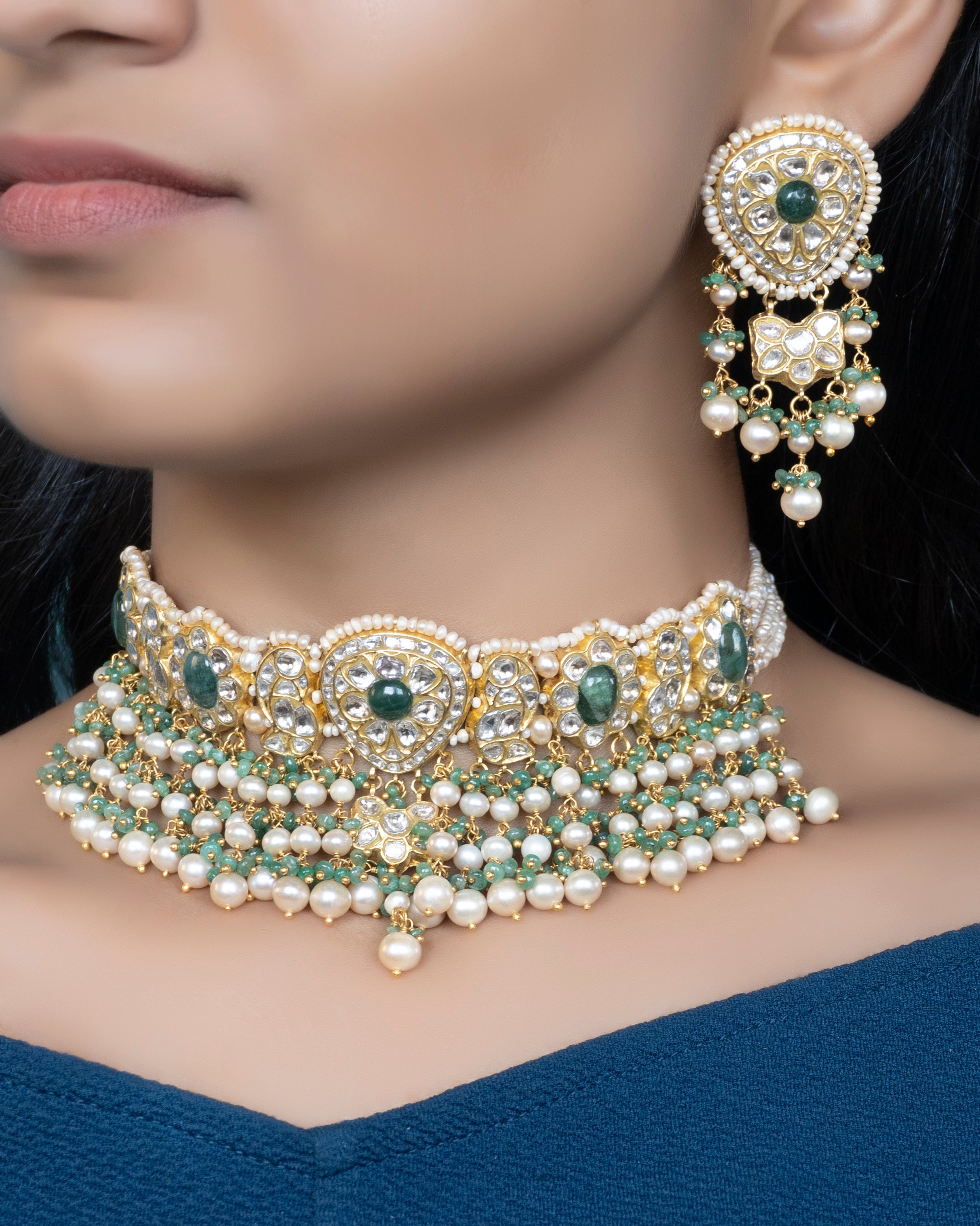 Icy Polki Long Earrings