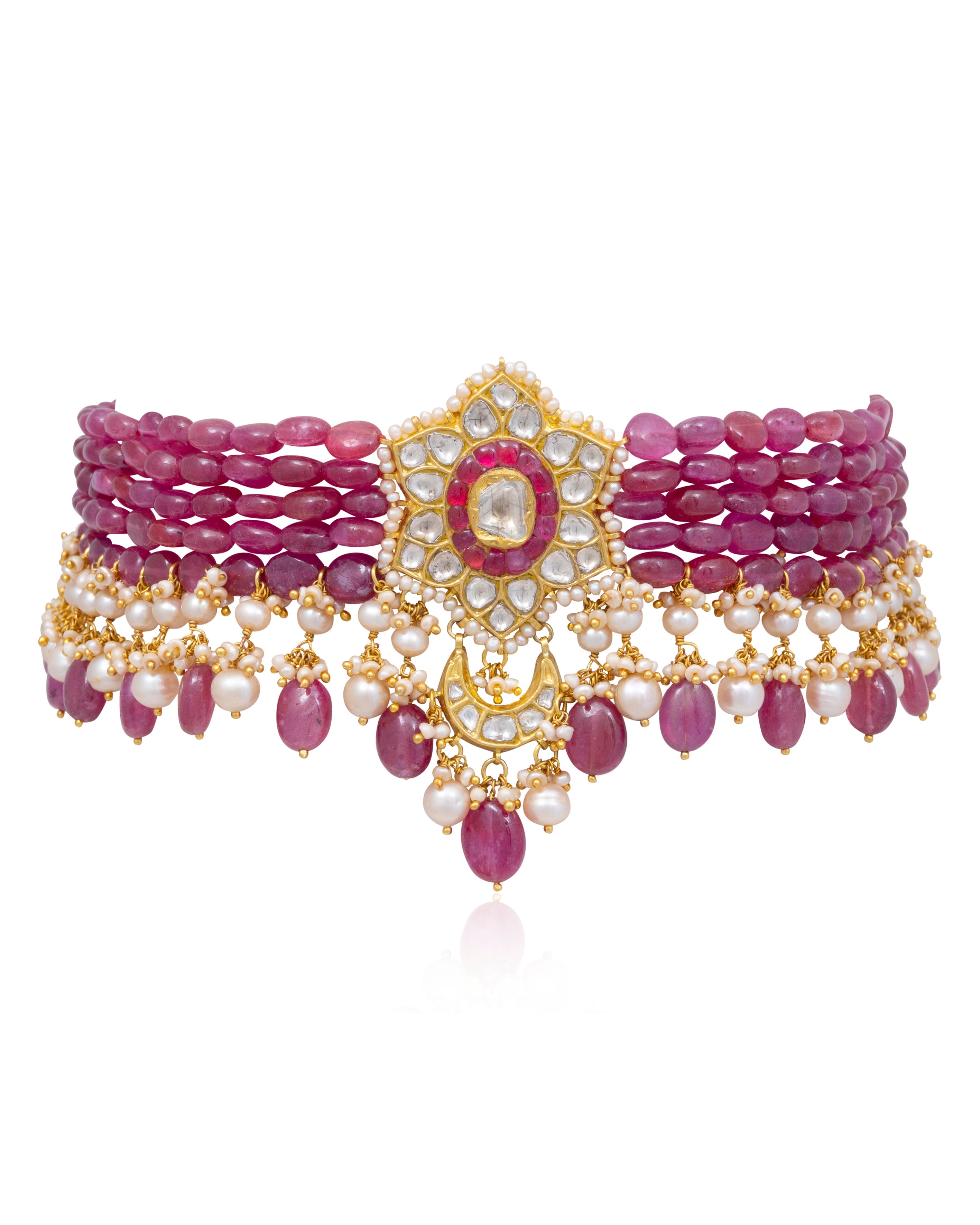 Adalyn Bead Choker and Alyssa Tops Polki Set