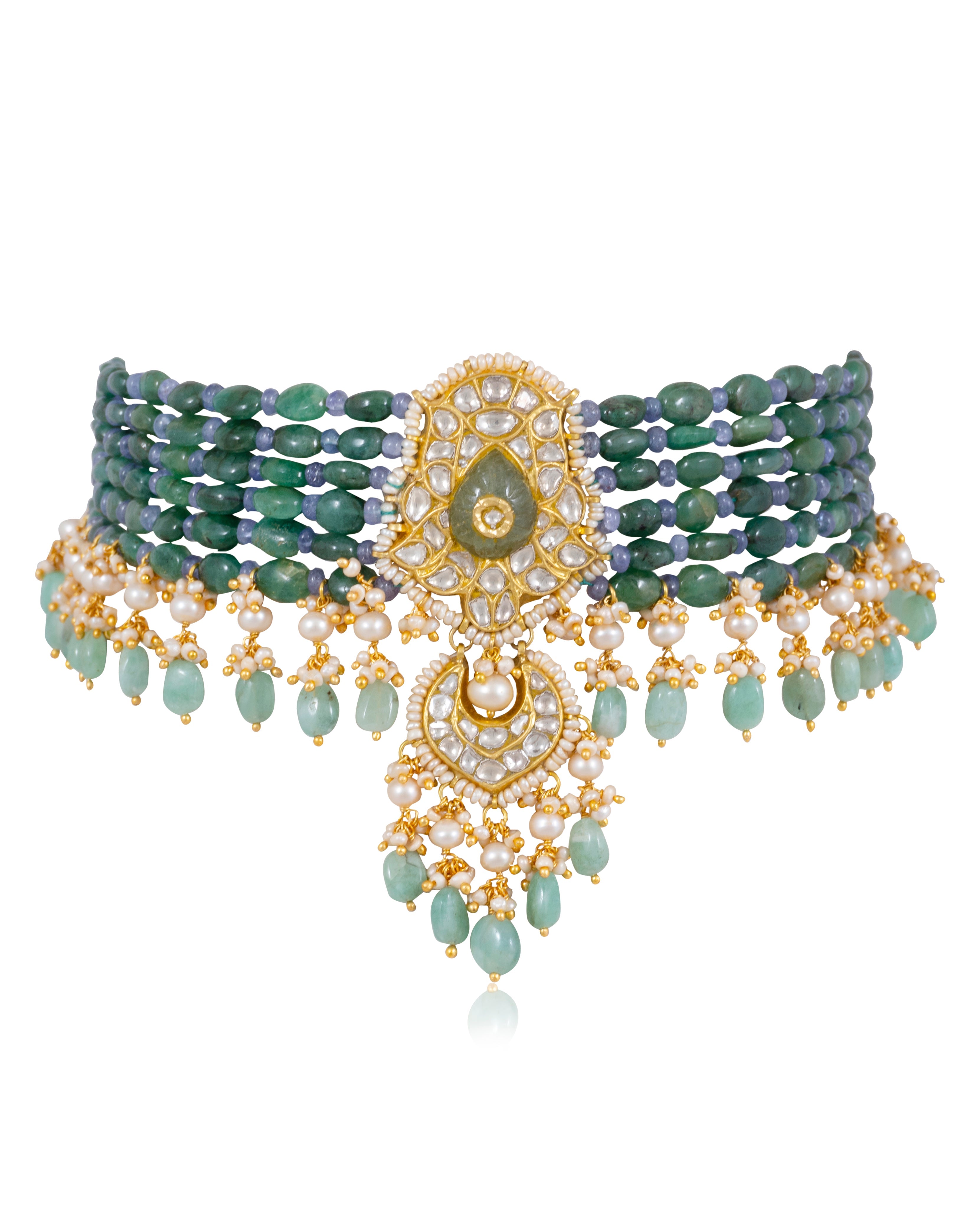 Marzana Bead Pendant and Rupeksha Tops Polki Set