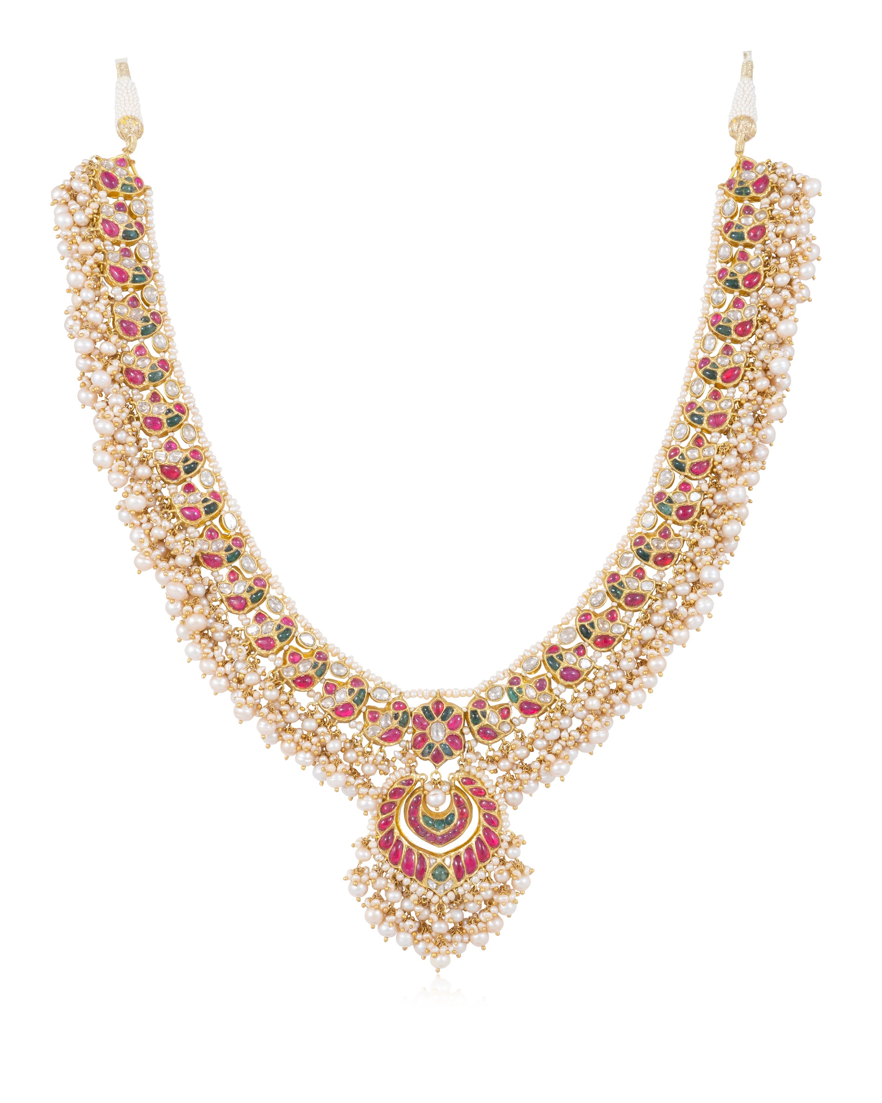 Ratna Long Necklace And Brinda Chandbalis Polki Set