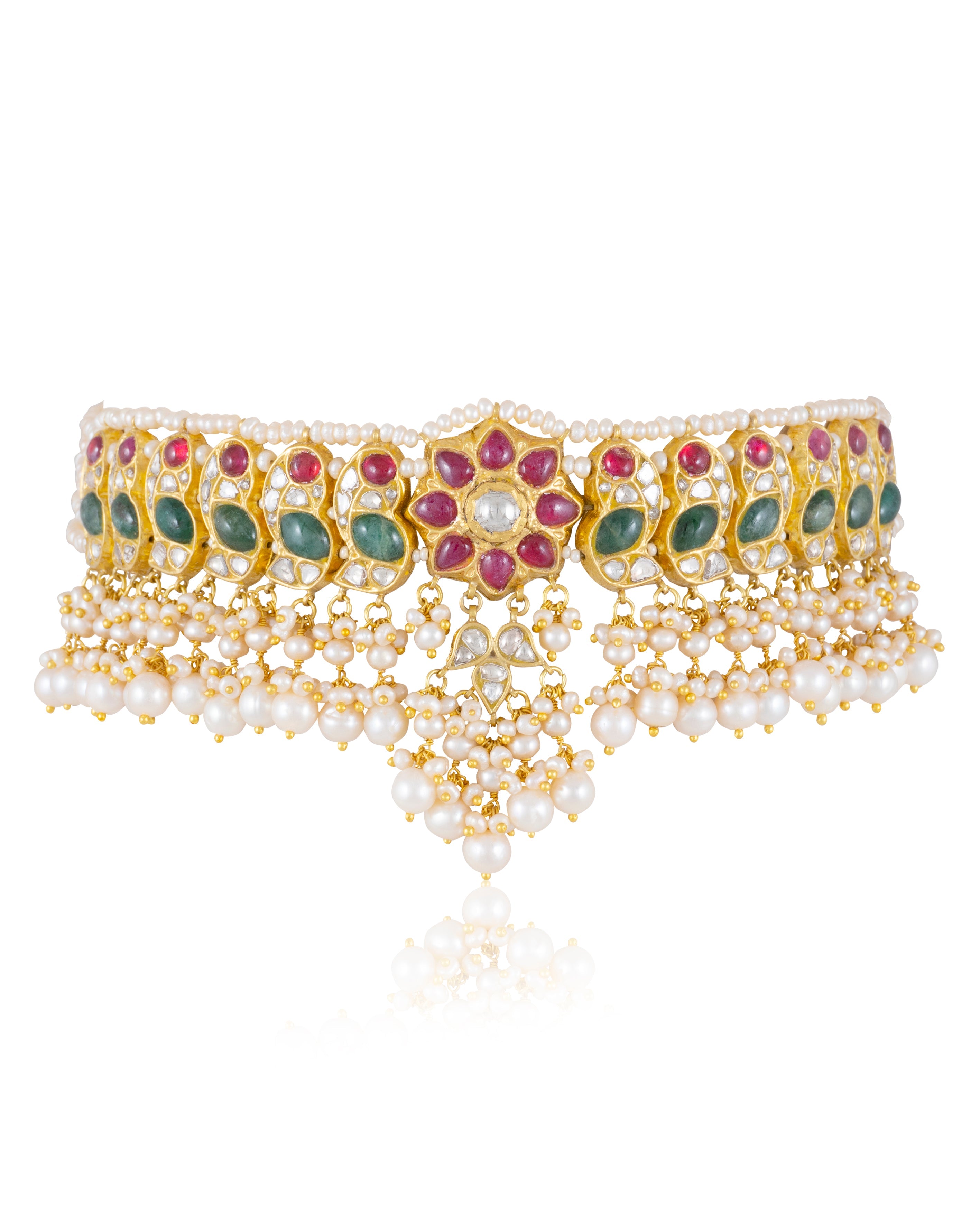 Samira Choker And Shaziya Long Earrings Polki Set