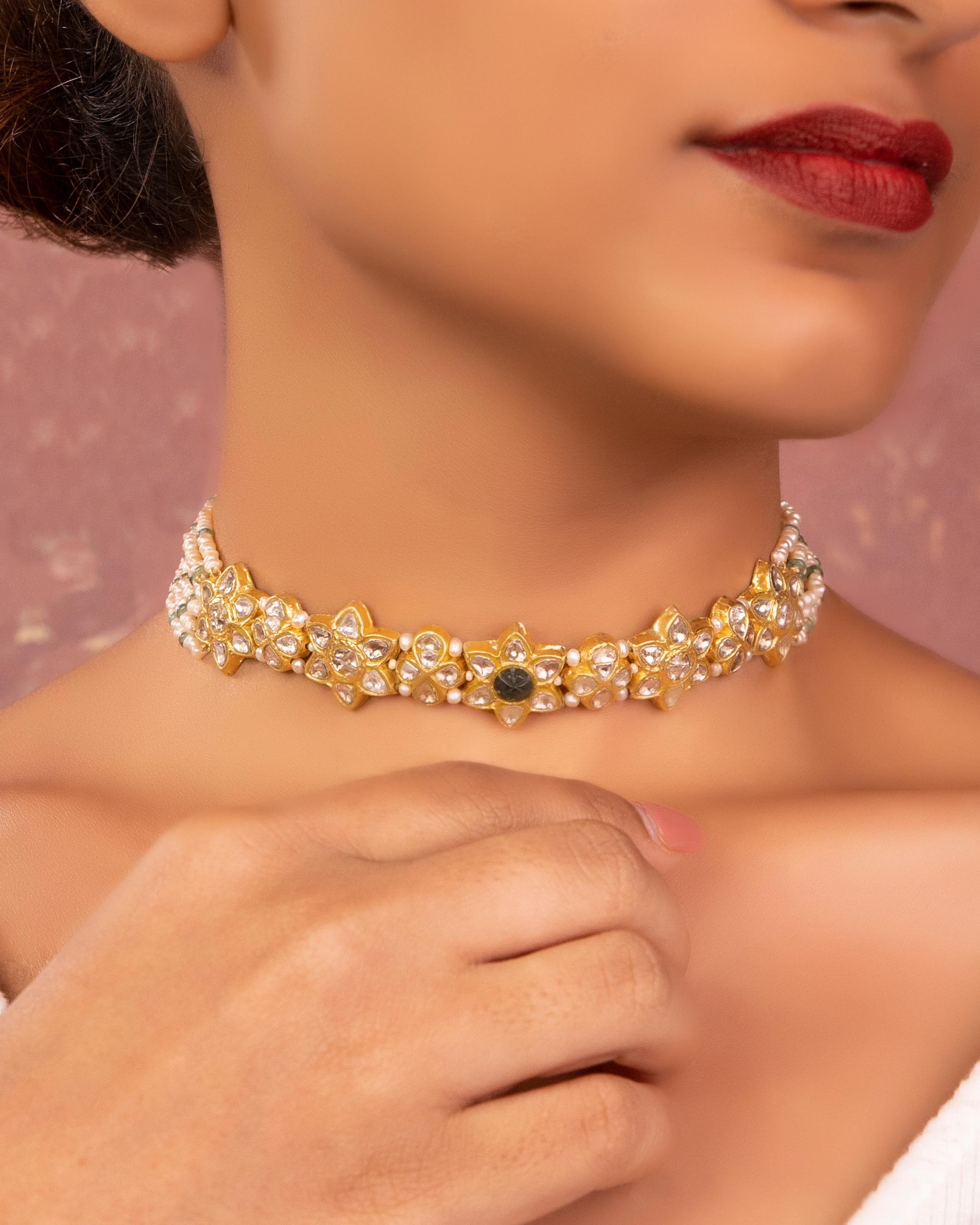 Samantha Choker And Fiona Tops Polki Set