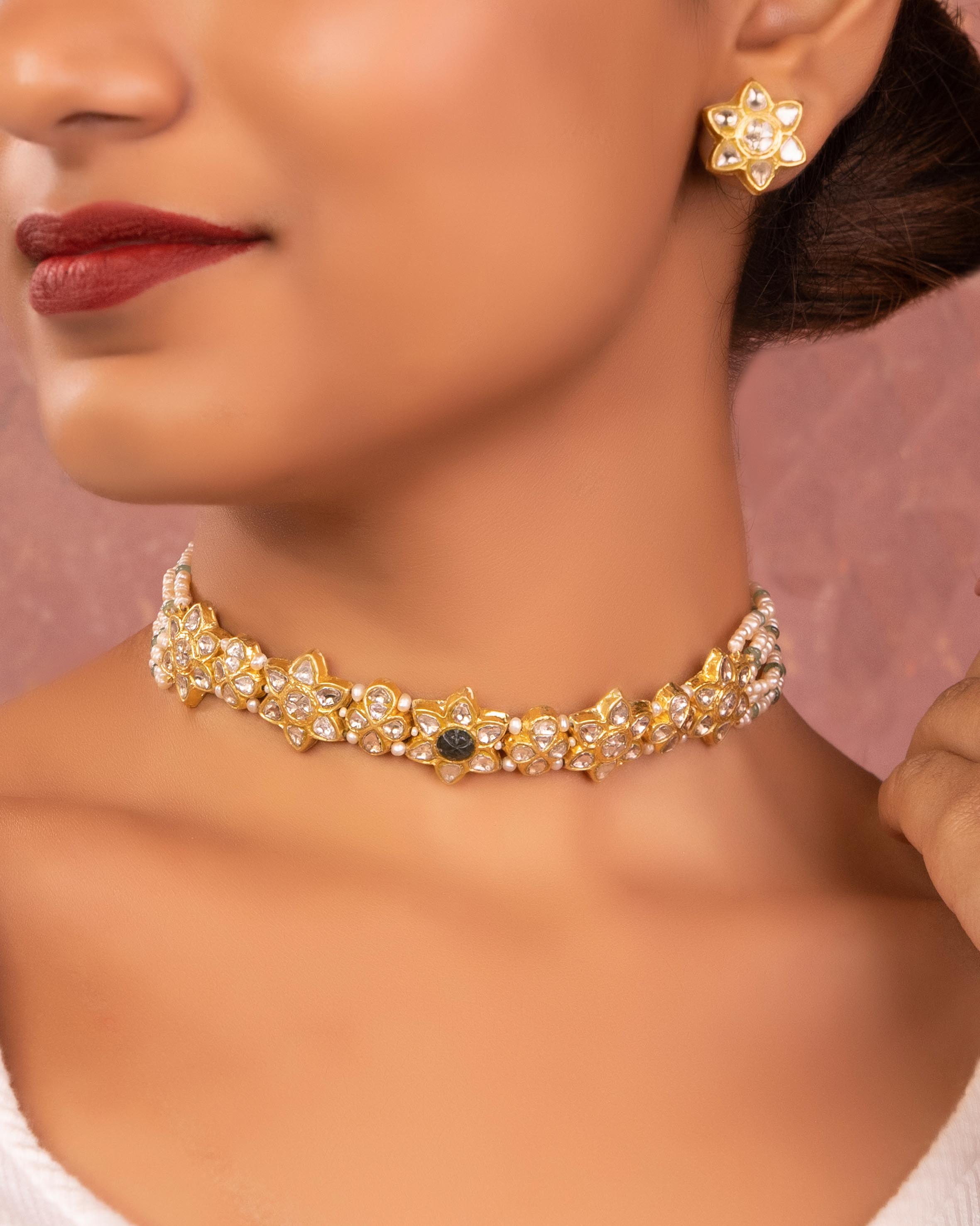 Samantha Choker And Fiona Tops Polki Set