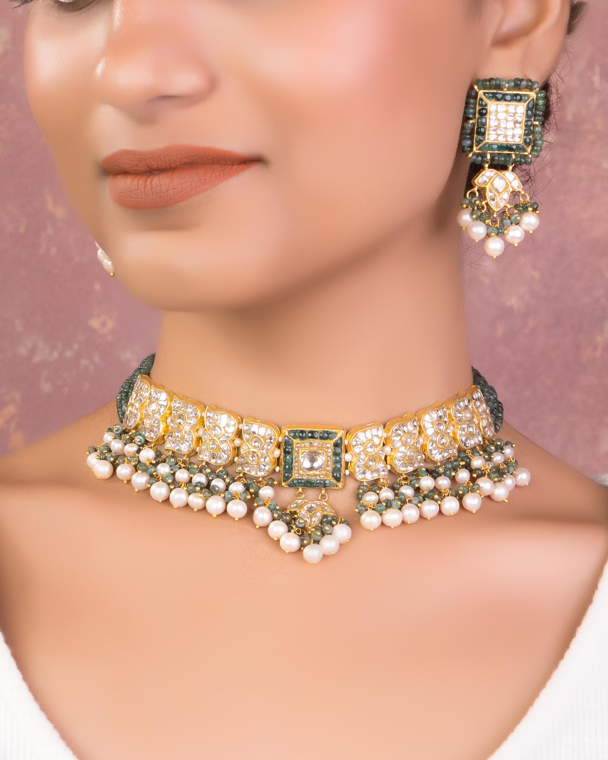 Eshika Polki Long Earrings