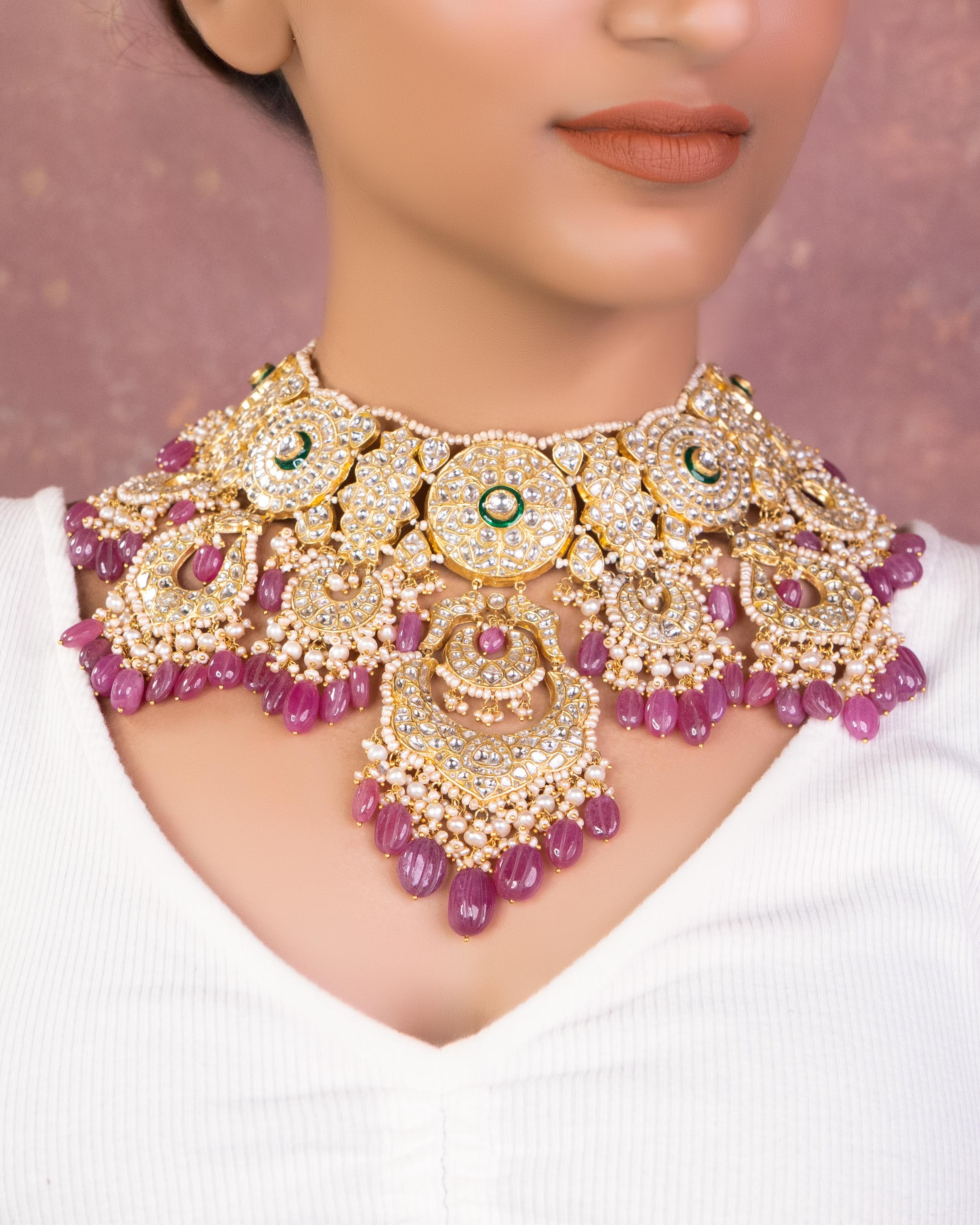 Srishti Necklace And Olisah Chandbalis Polki Set