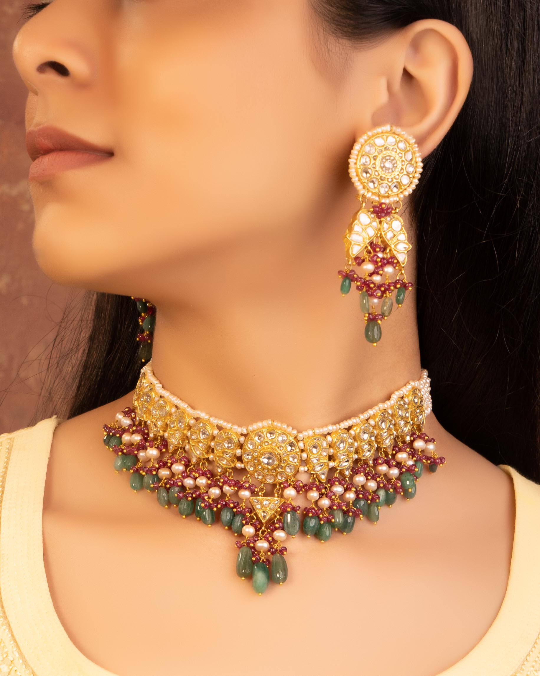 Zoya Polki Long Earrings