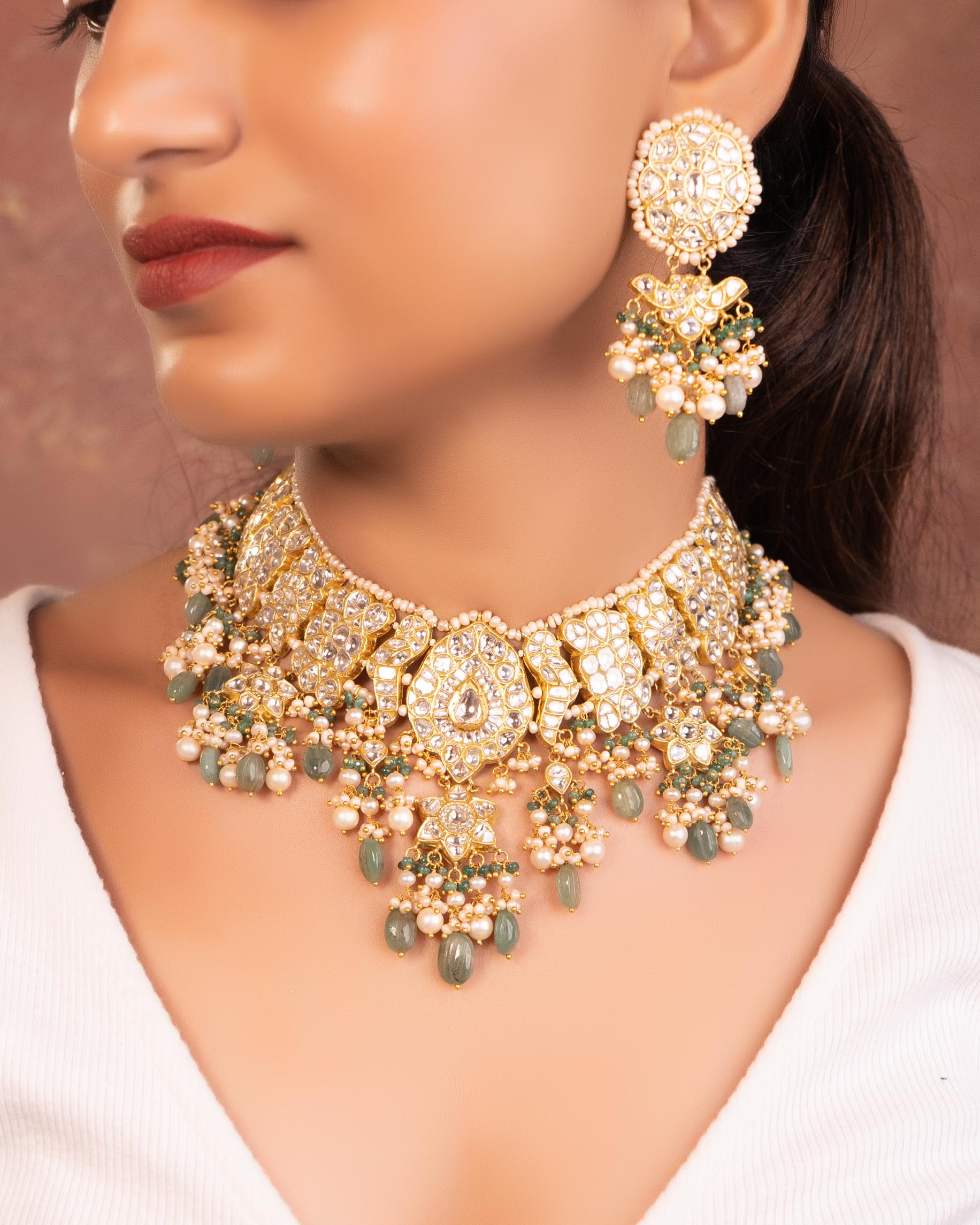 Rishita Polki Long Earrings