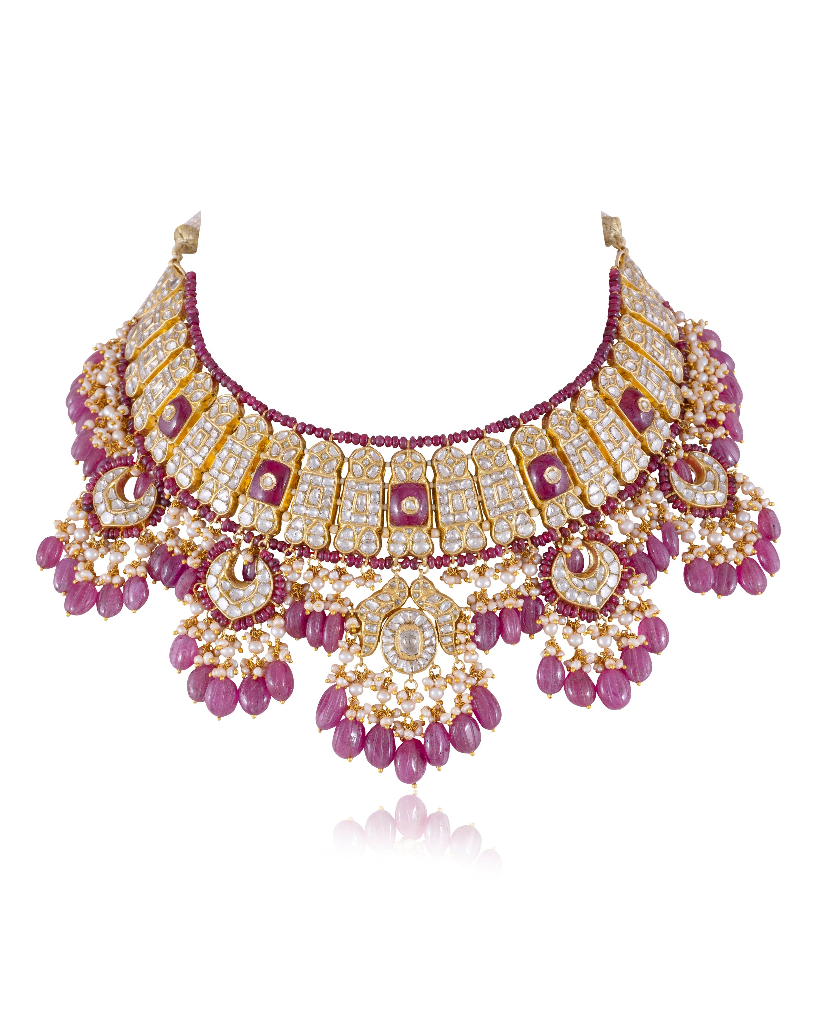 Reeva Necklace And Sanchi Long Earrings Polki Set