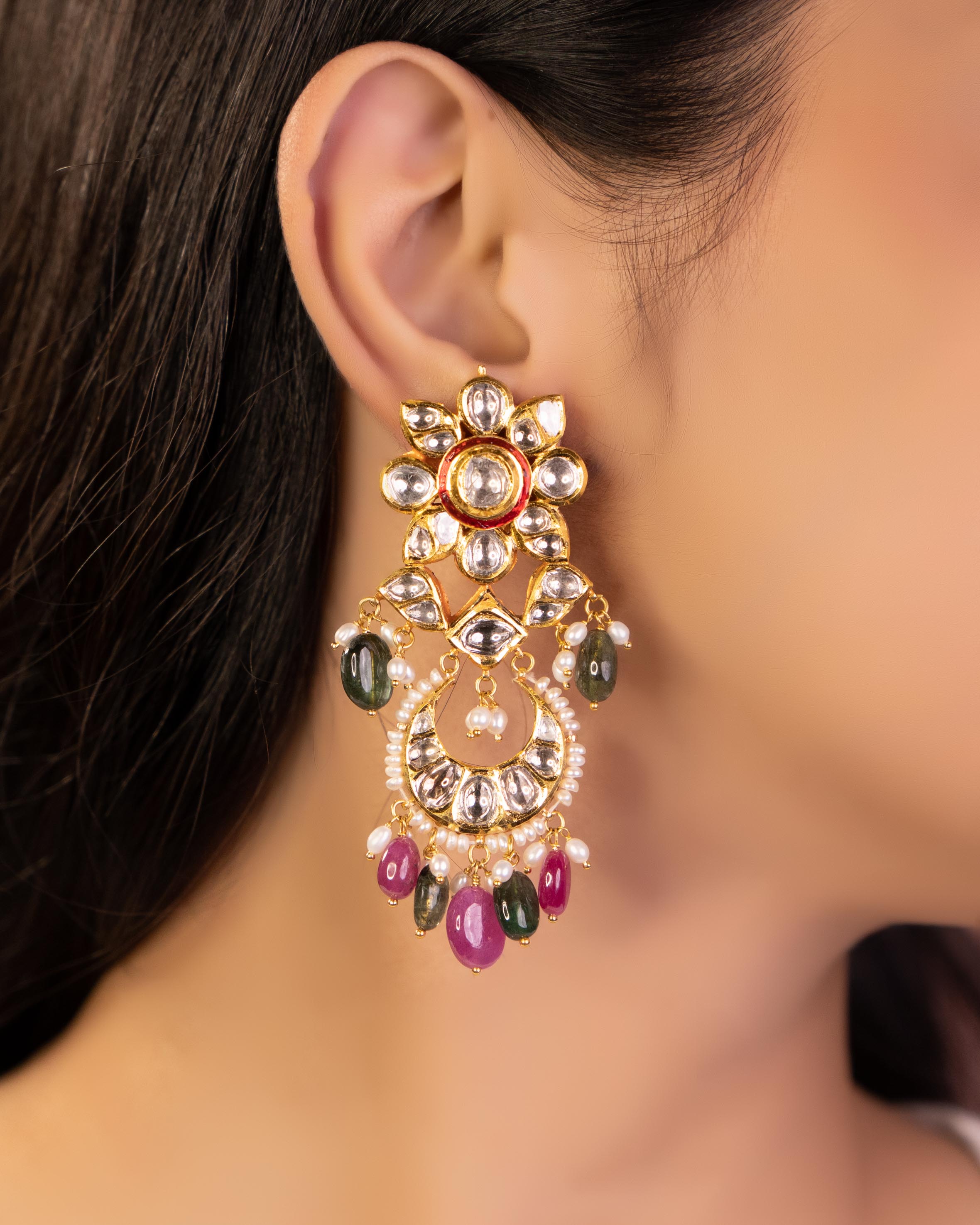 Tamana Jadau Polki Long Earrings