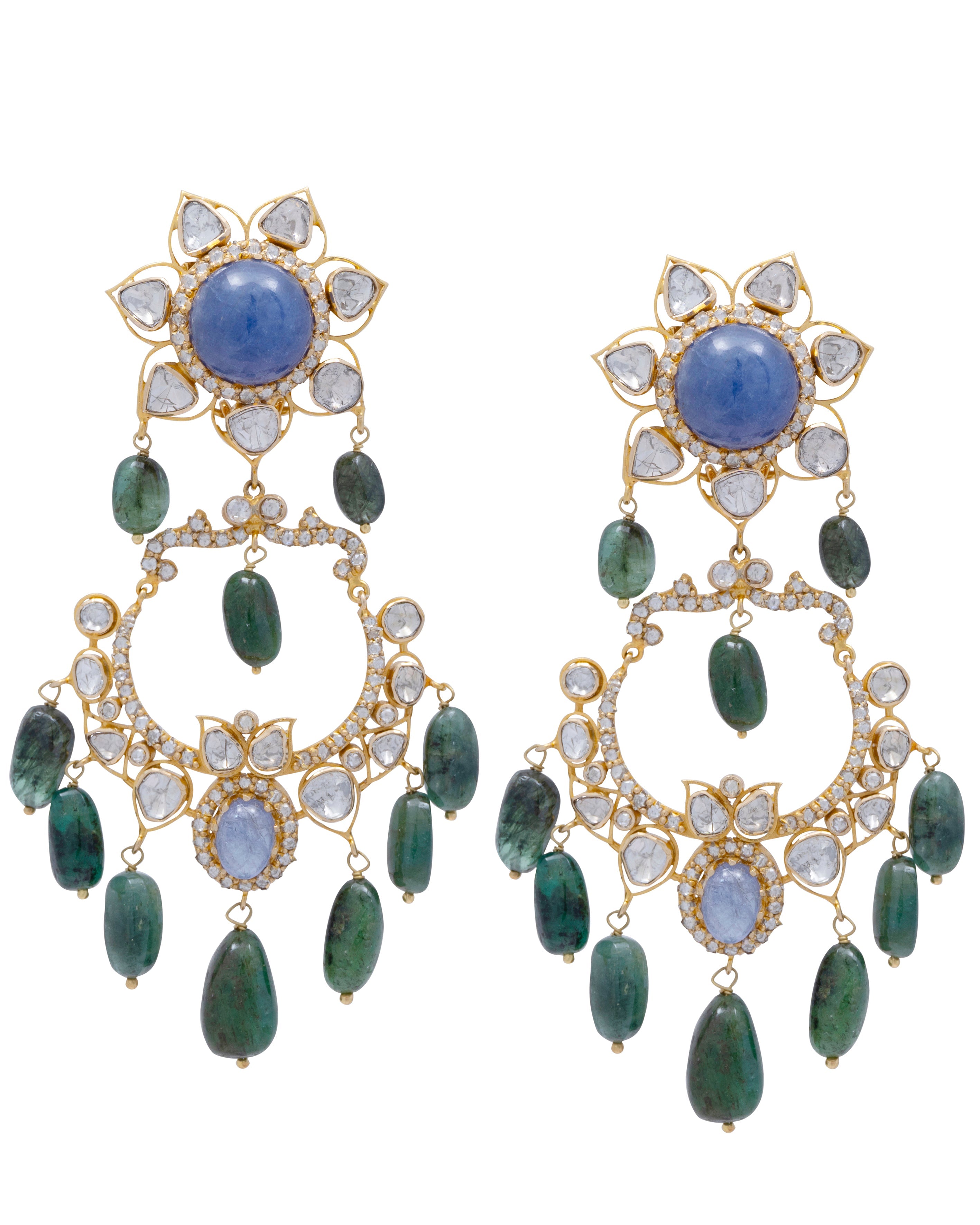 Trishka Bead Choker and Sakhia Chandbalis Polki Set