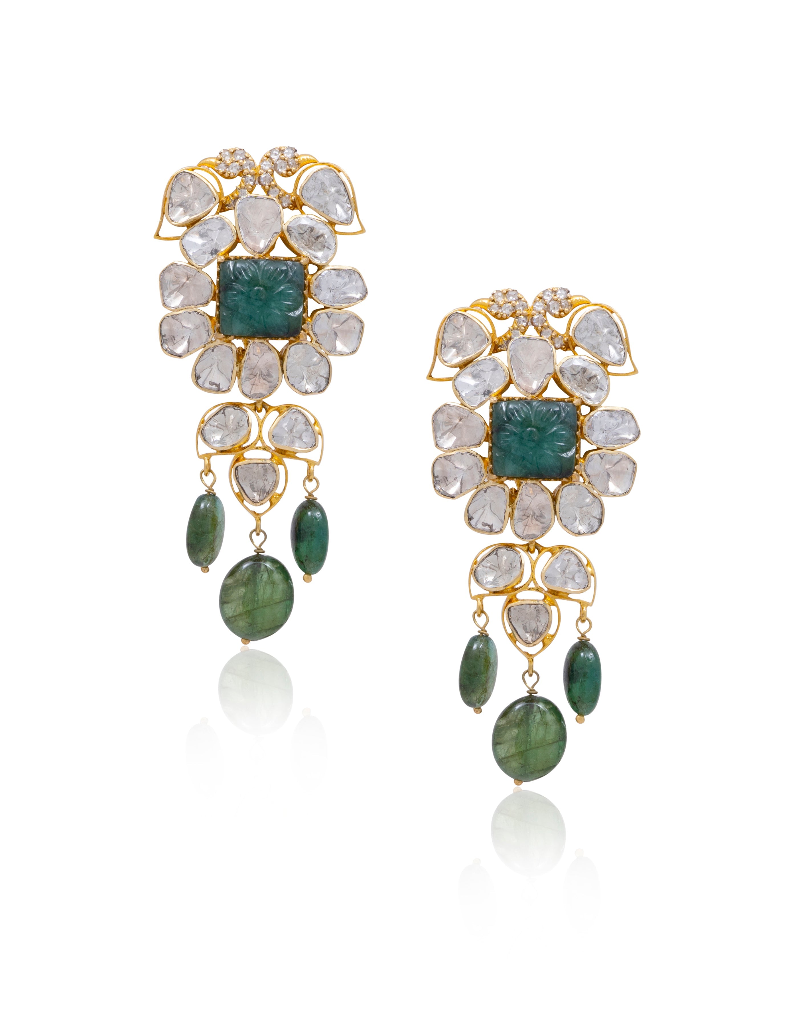 Nayama Choker and Kaburi Long Earrings Jadau Polki Set