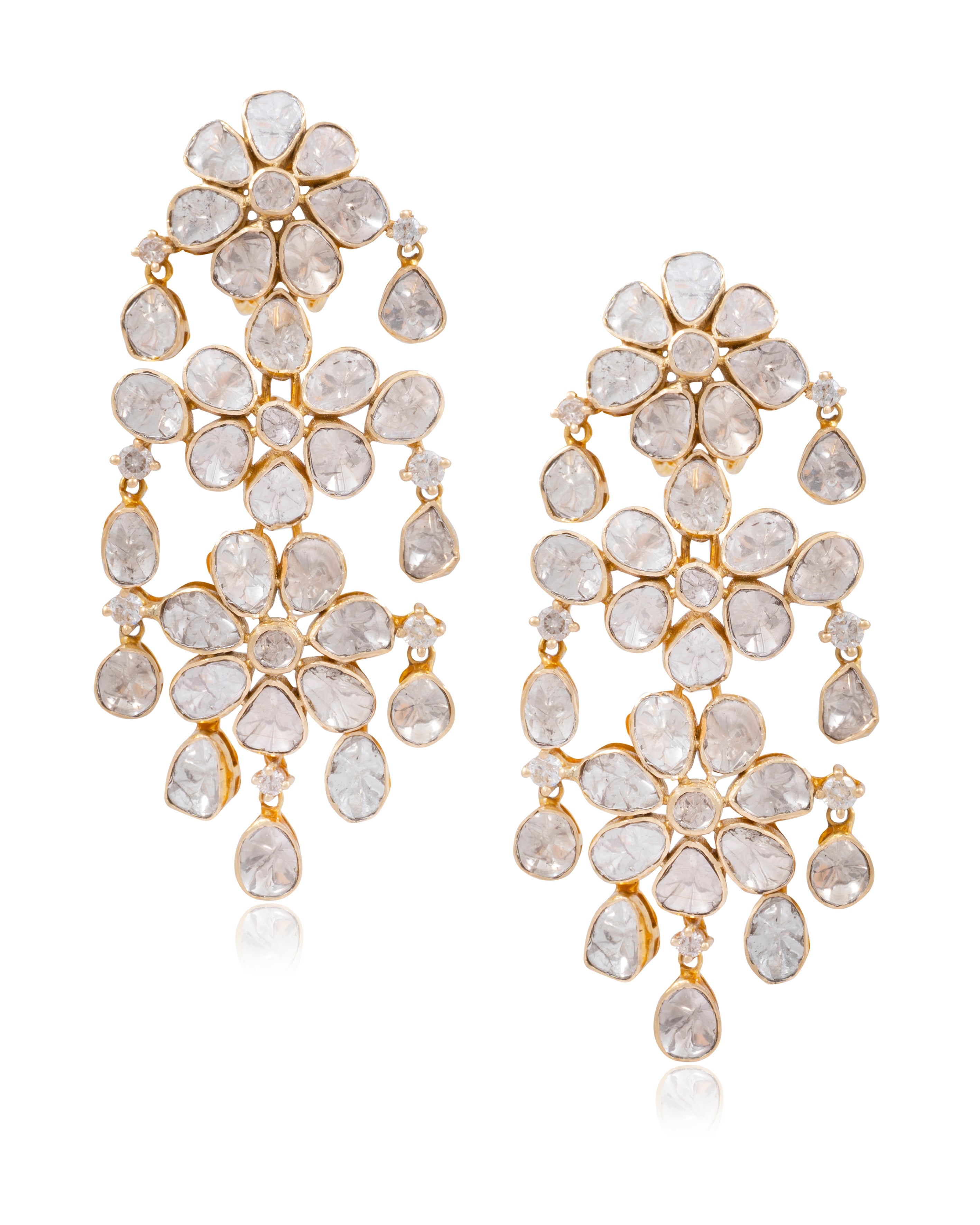 Aliza Long Necklace and Lazeni Long Earrings Polki Set