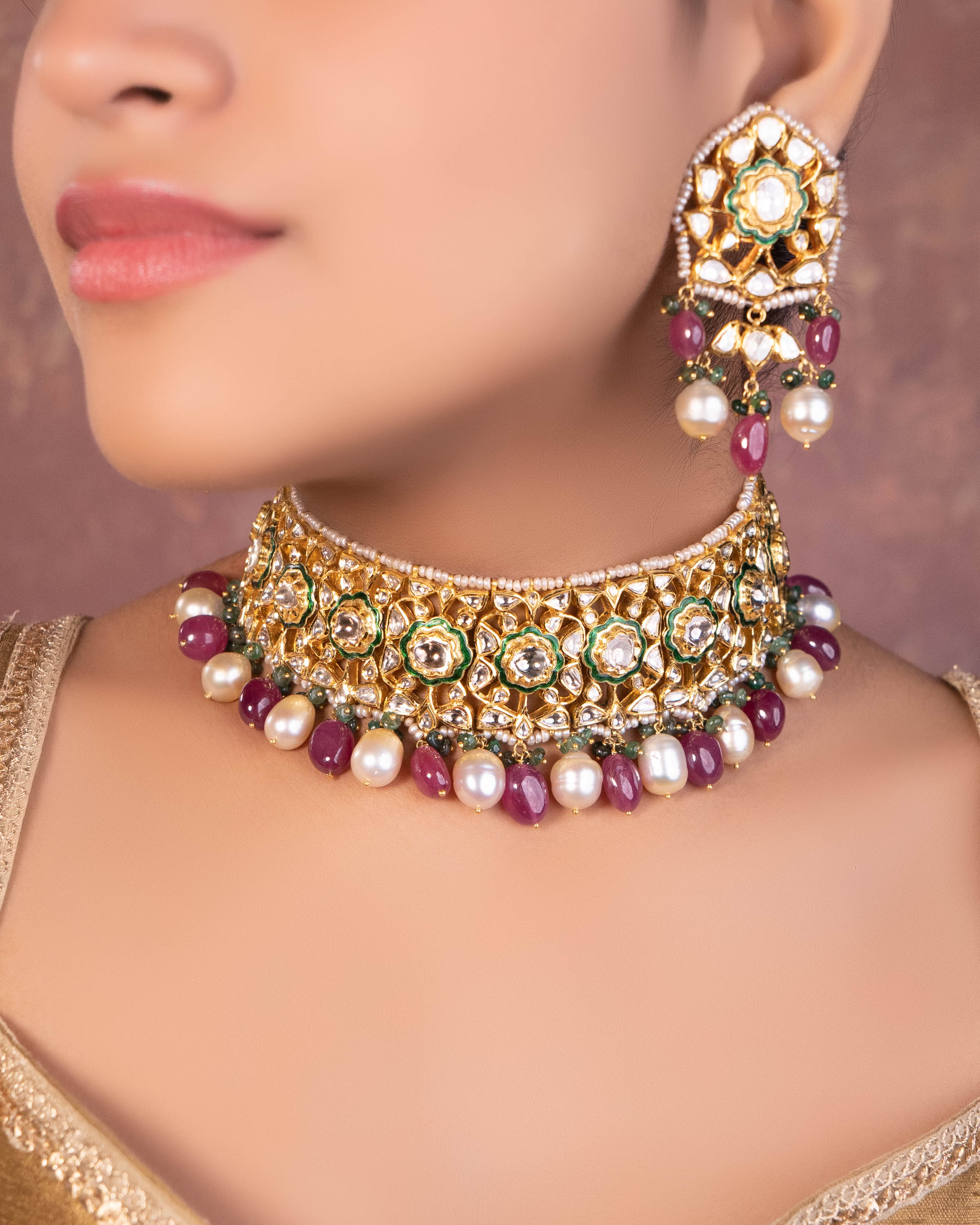 Naazneen Jadau Polki Long Earrings