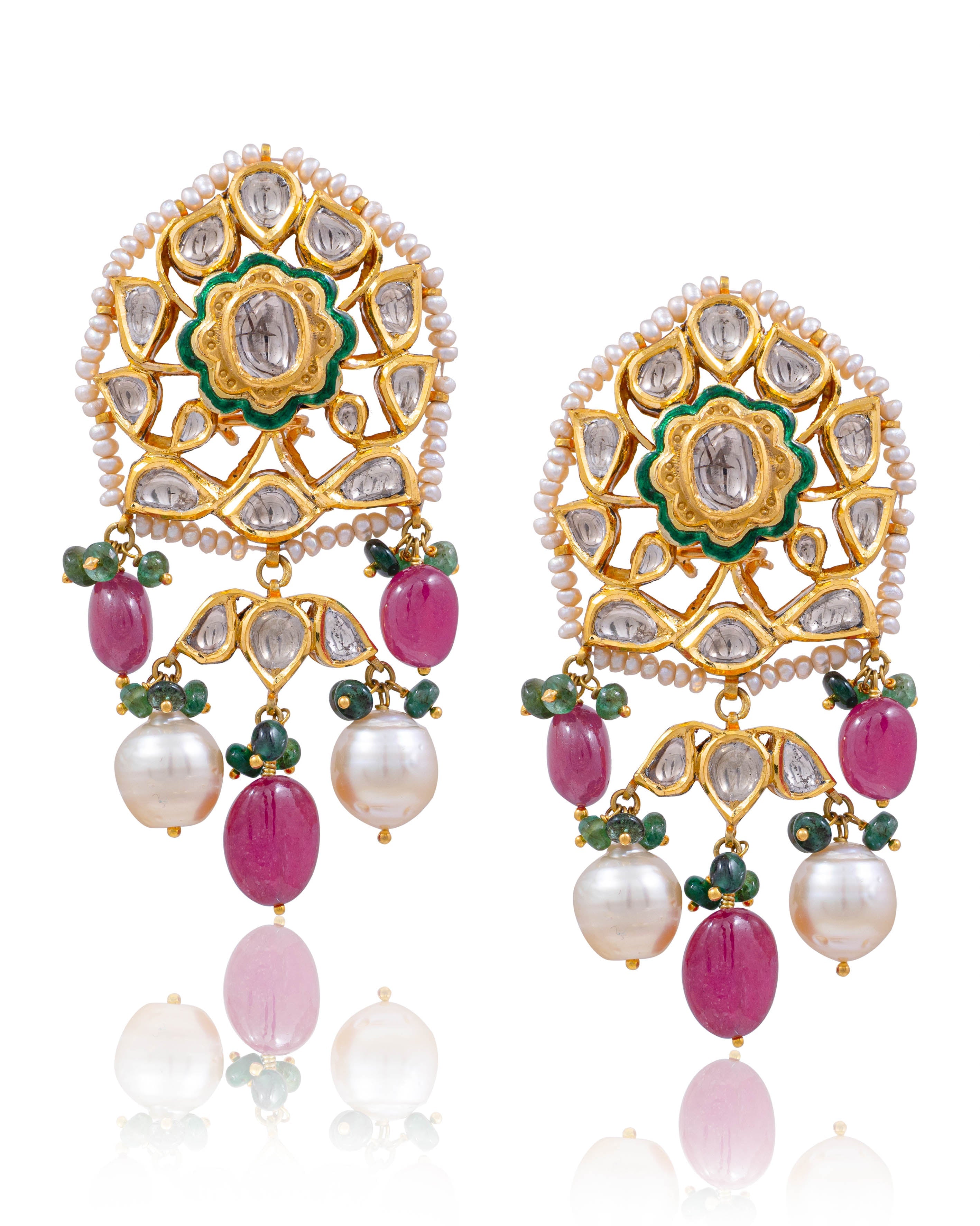 Naazneen Jadau Polki Long Earrings