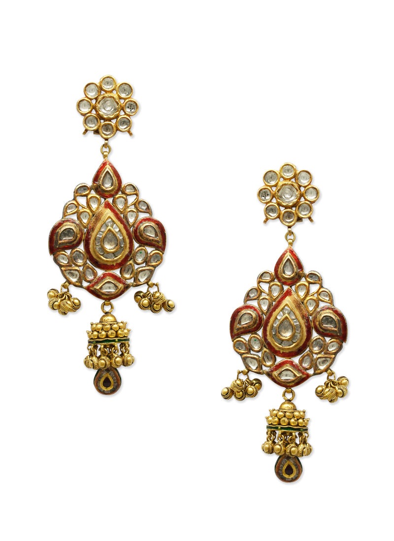Jadau Polki Long Earring Set
