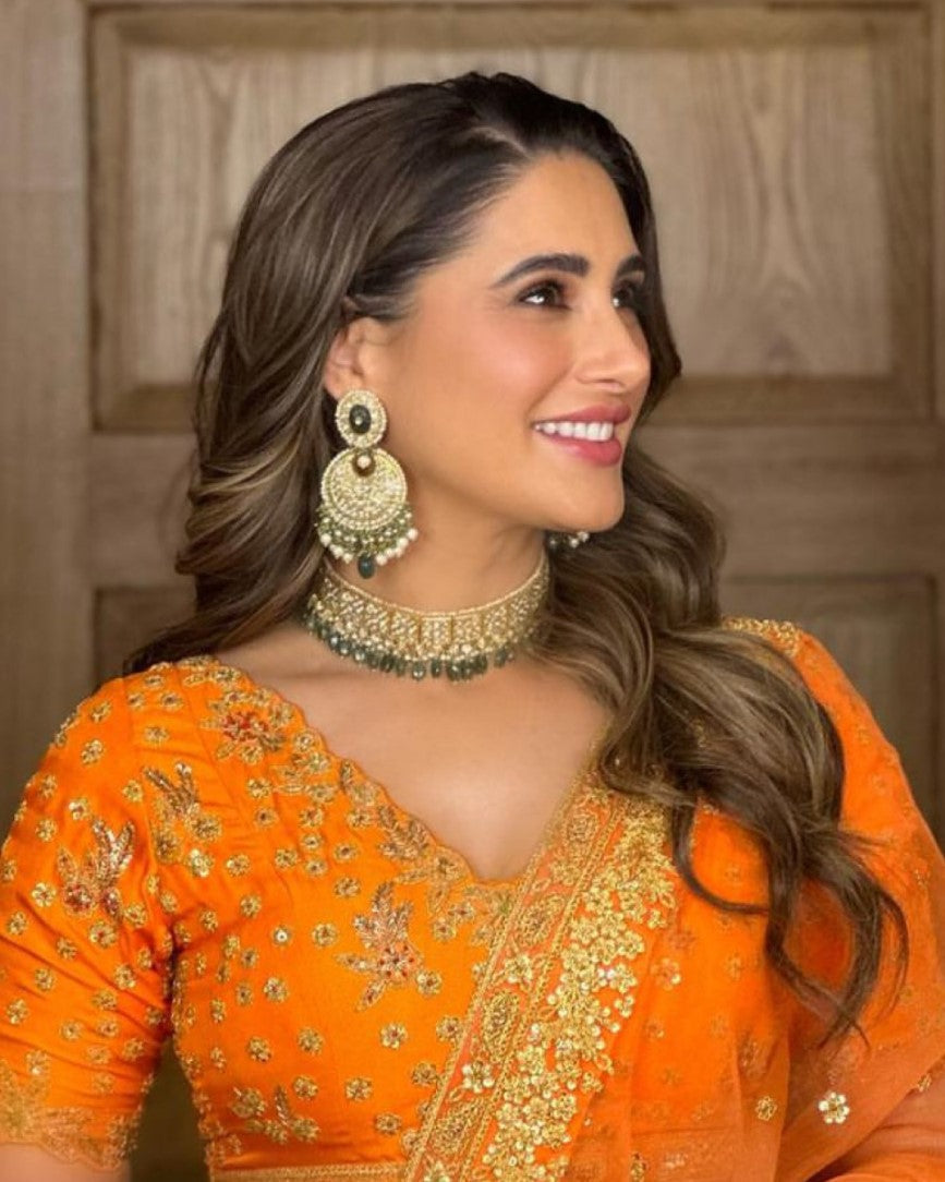 Nargis Fakhri - Saima Choker And Kartiki Chandbalis Polki Set