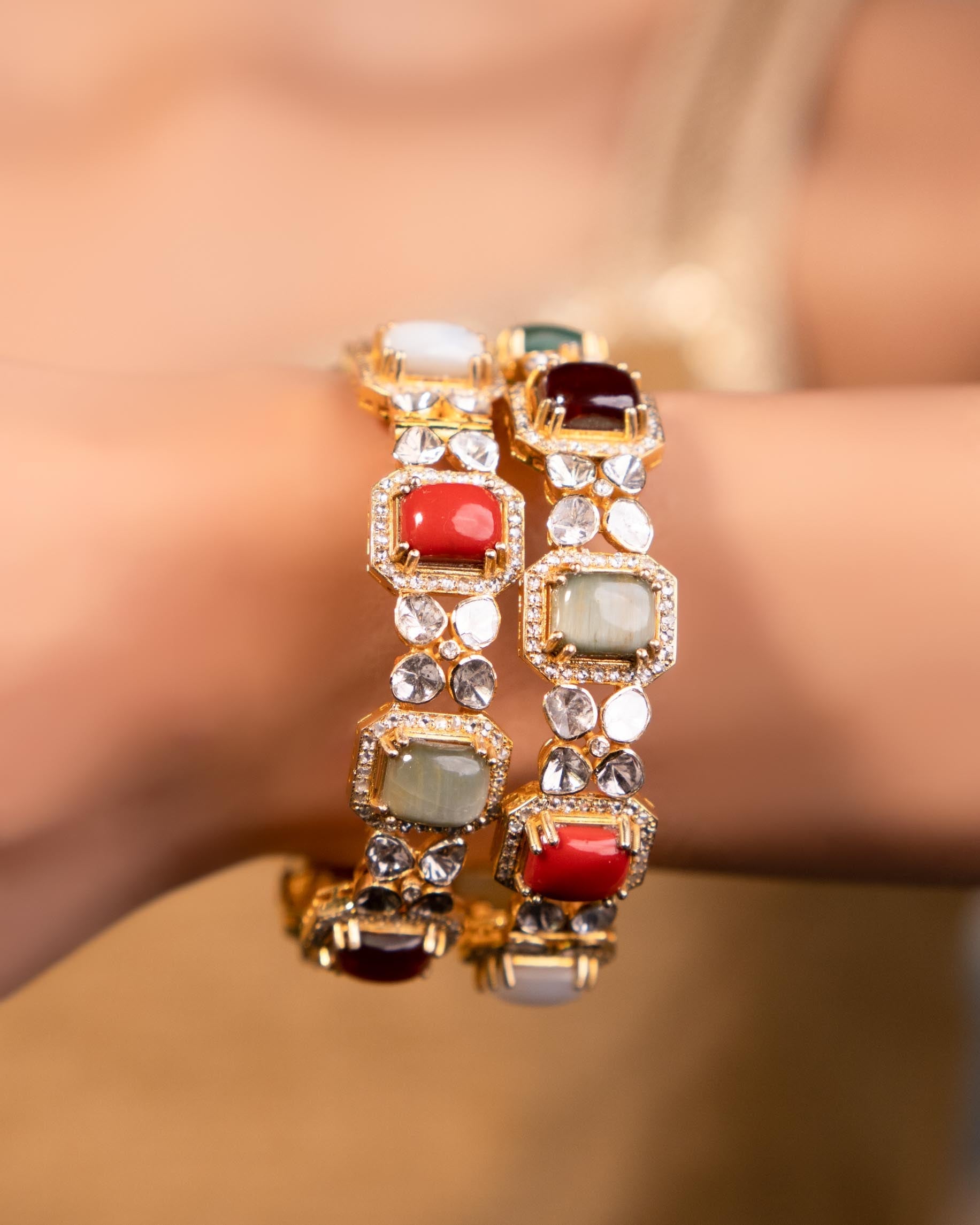 Asmita Polki And Diamond Bangle