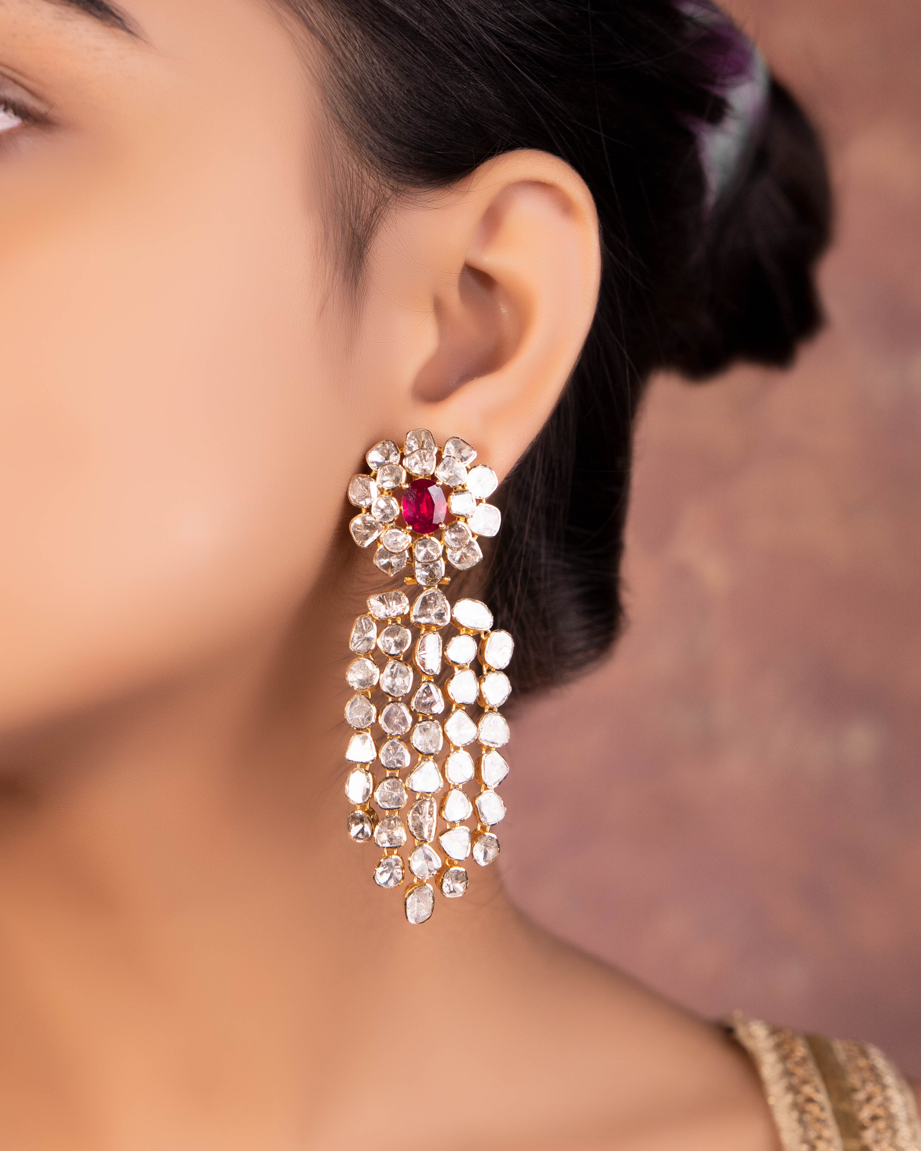 Pranali Polki Long Earrings