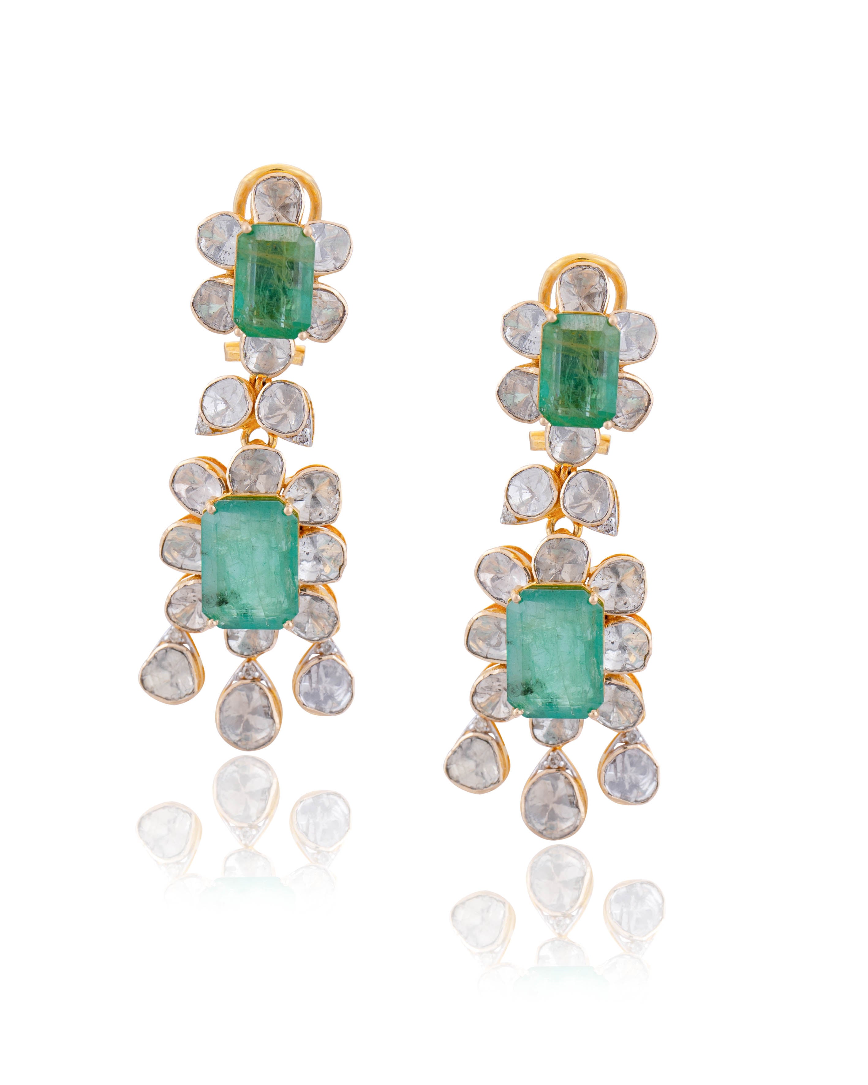 Zarina Polki And Diamond Long Earrings