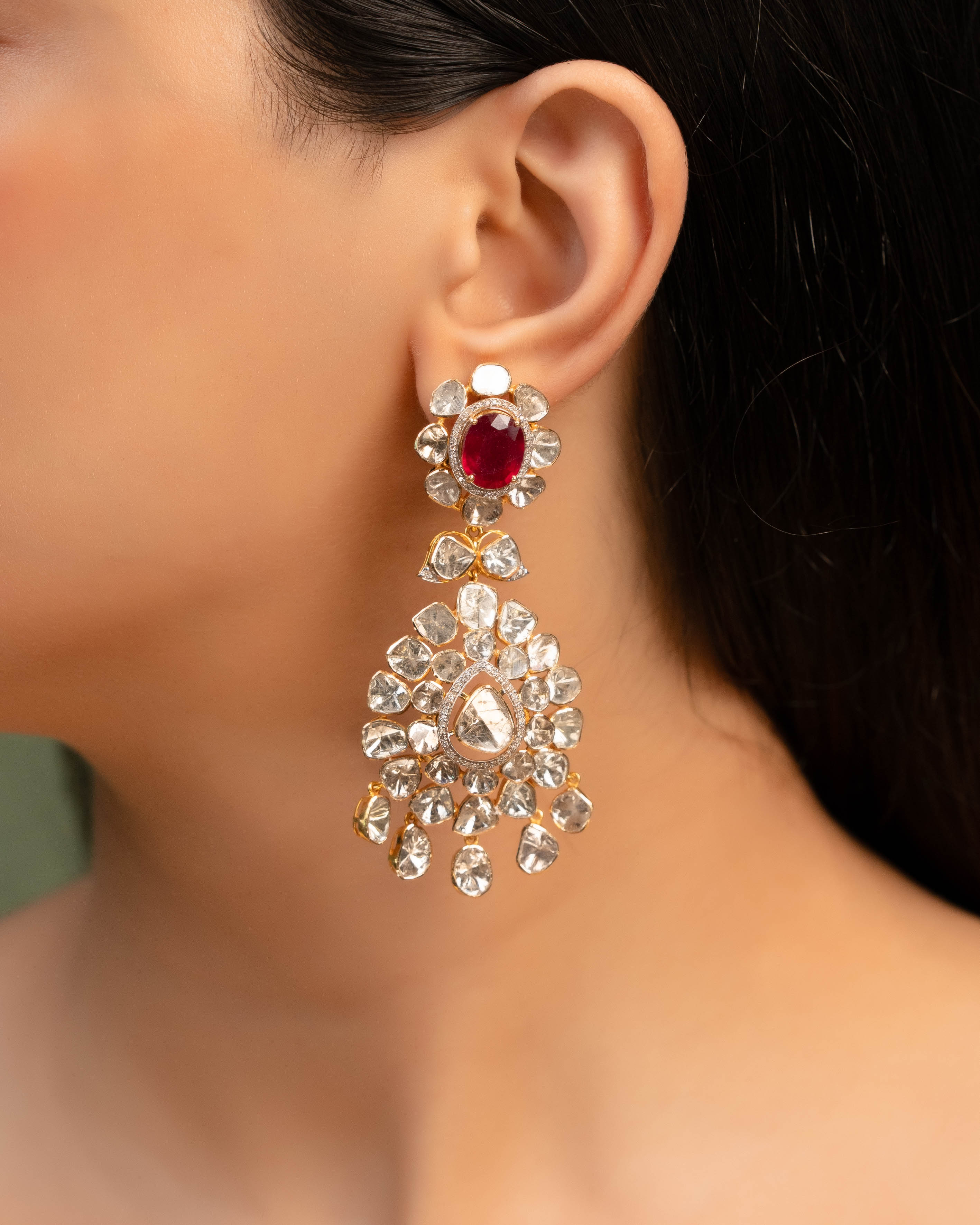 Nikita Polki And Diamond Long Earrings