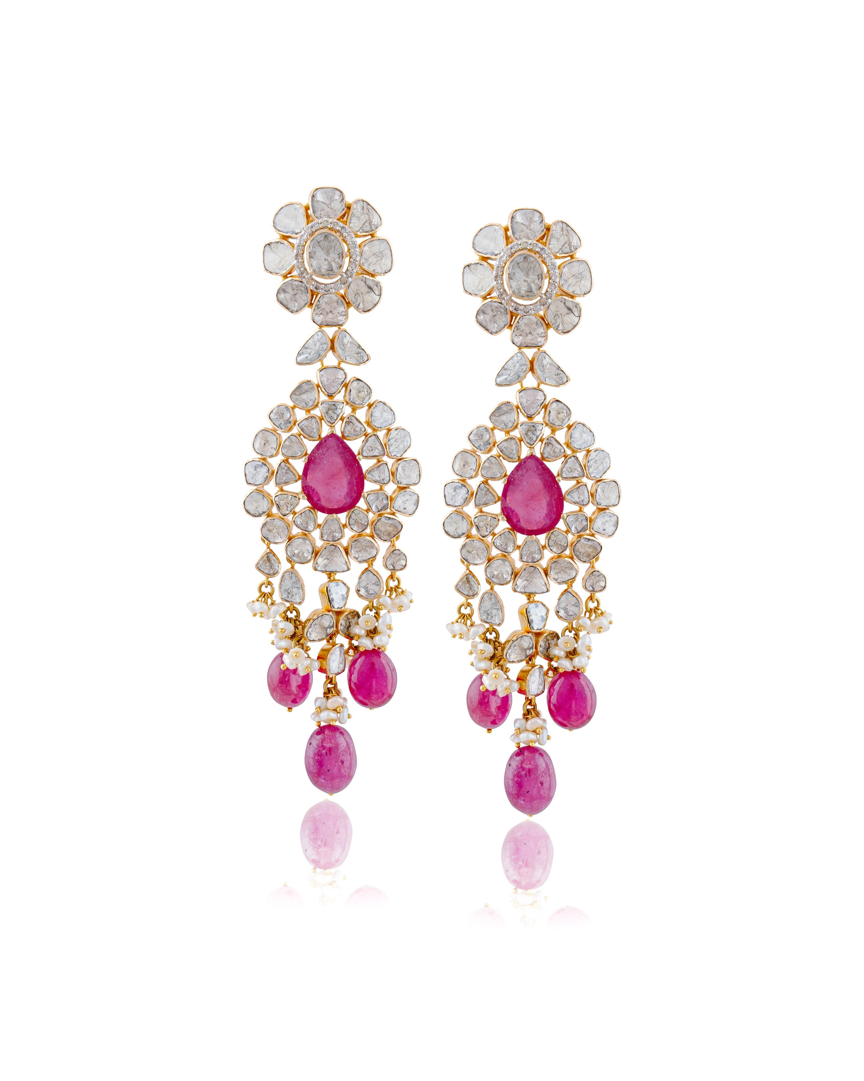Usha Polki And Diamond Earrings - NO ORDERS