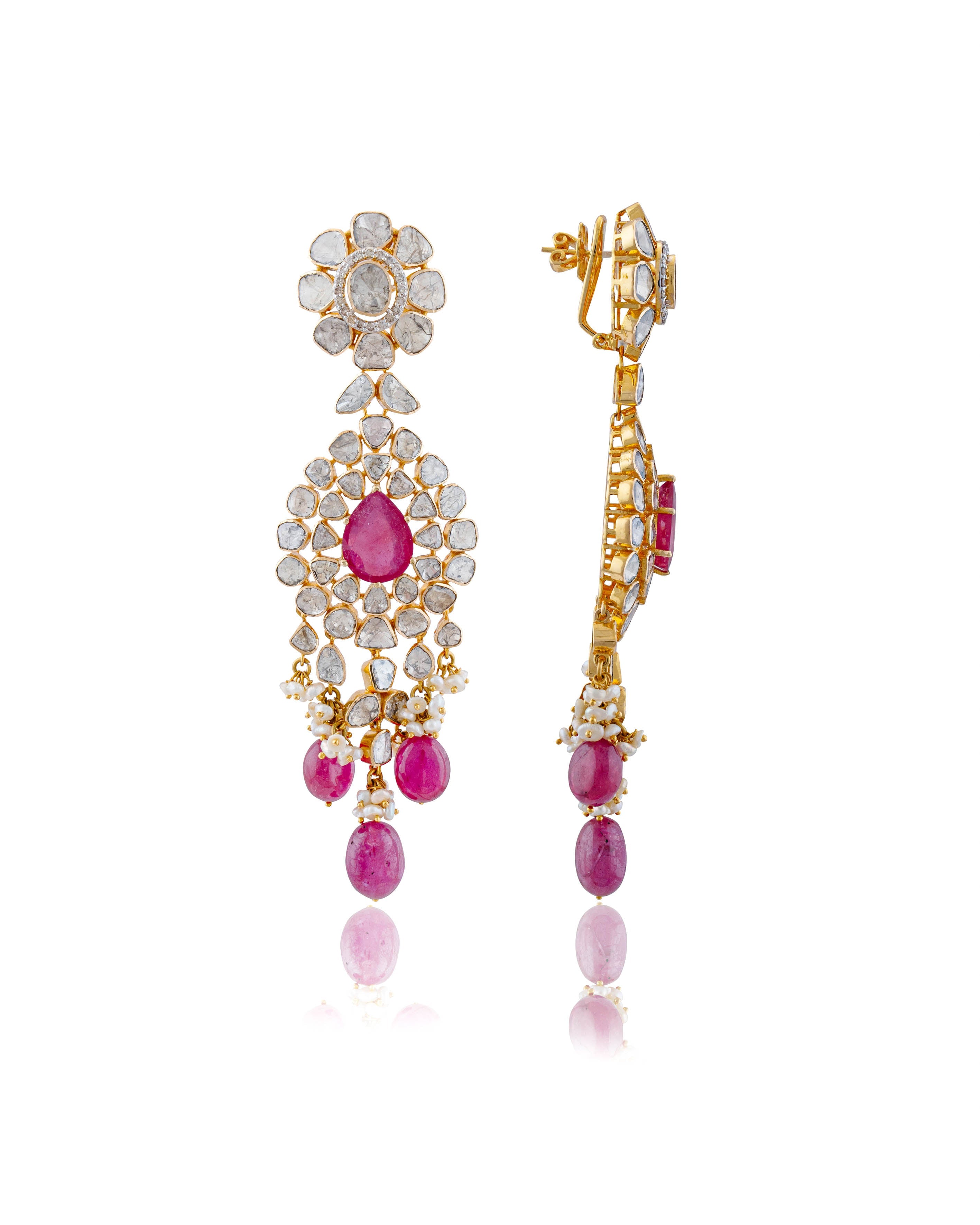 Usha Polki And Diamond Earrings - NO ORDERS