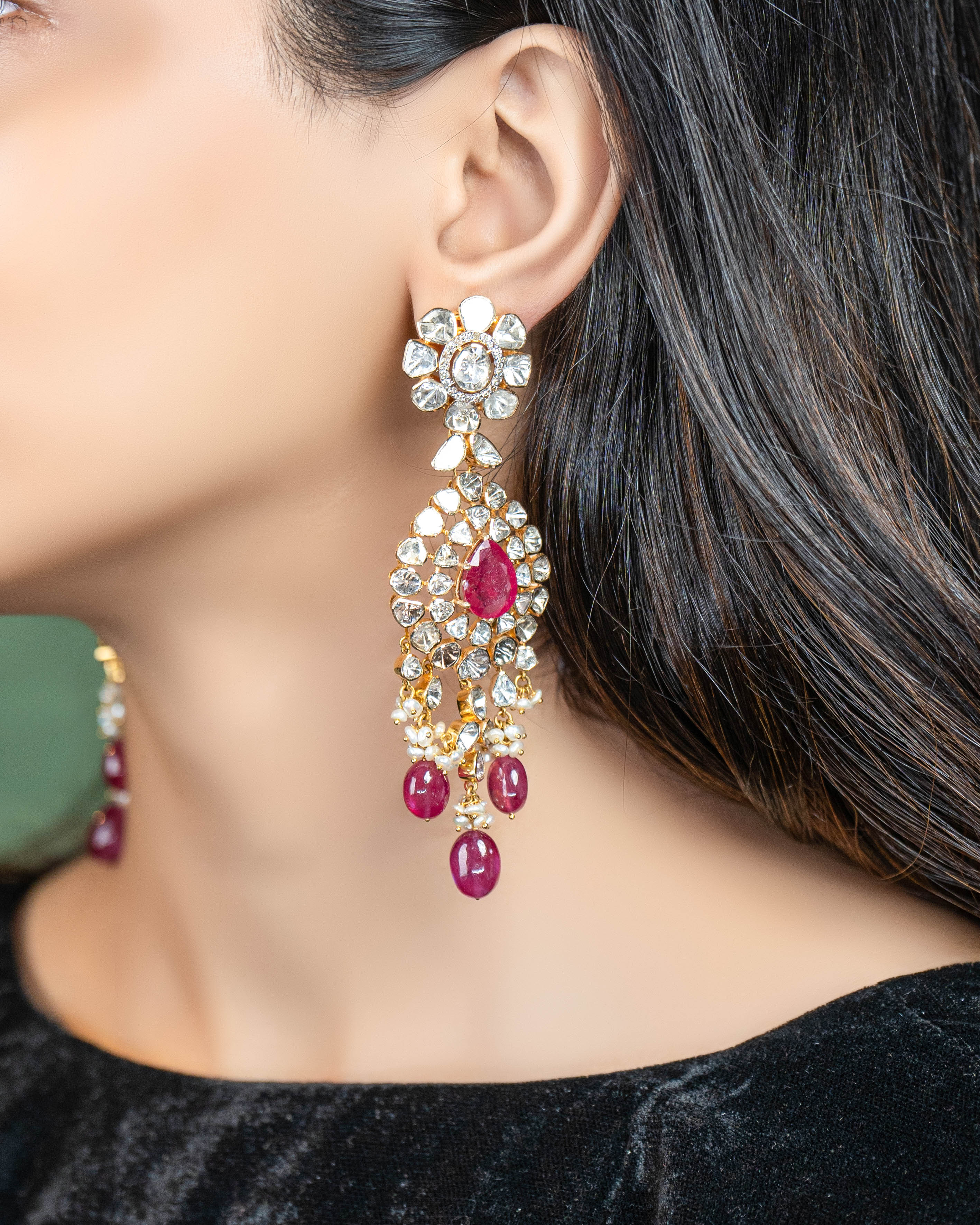 Usha Polki And Diamond Earrings - NO ORDERS