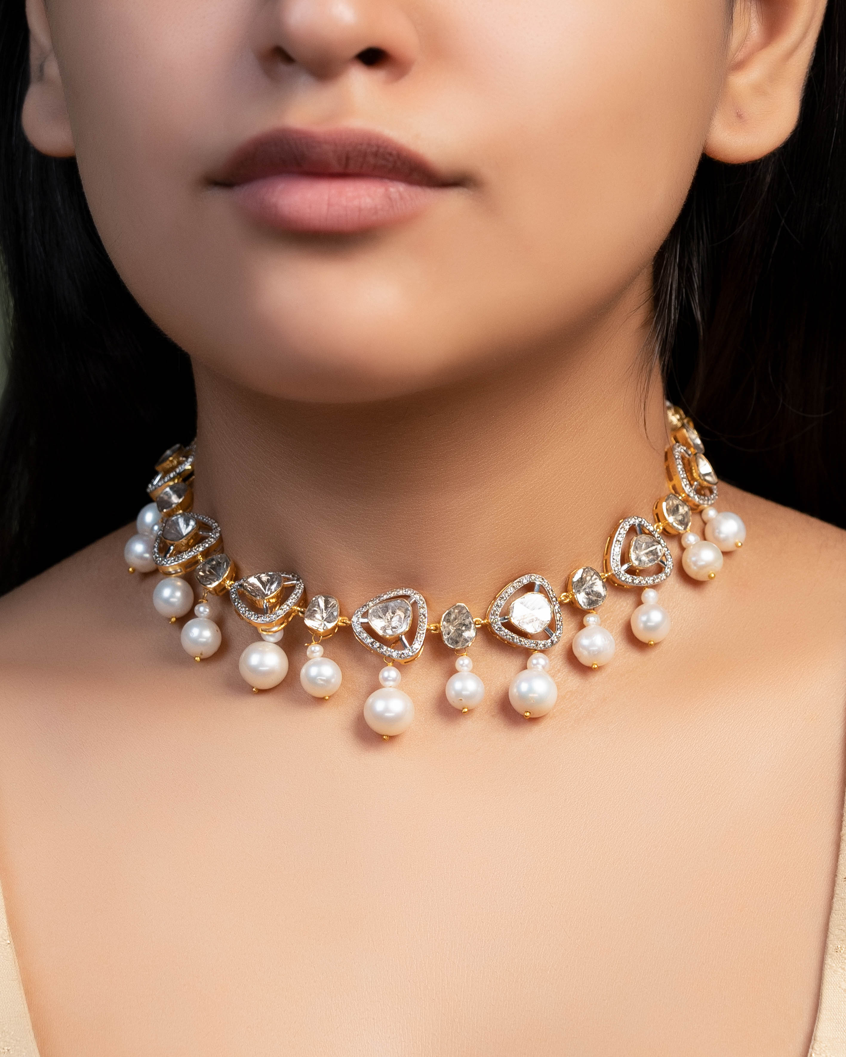 Samaira Choker And Tanmayi Long Earrings Polki And Diamond Set