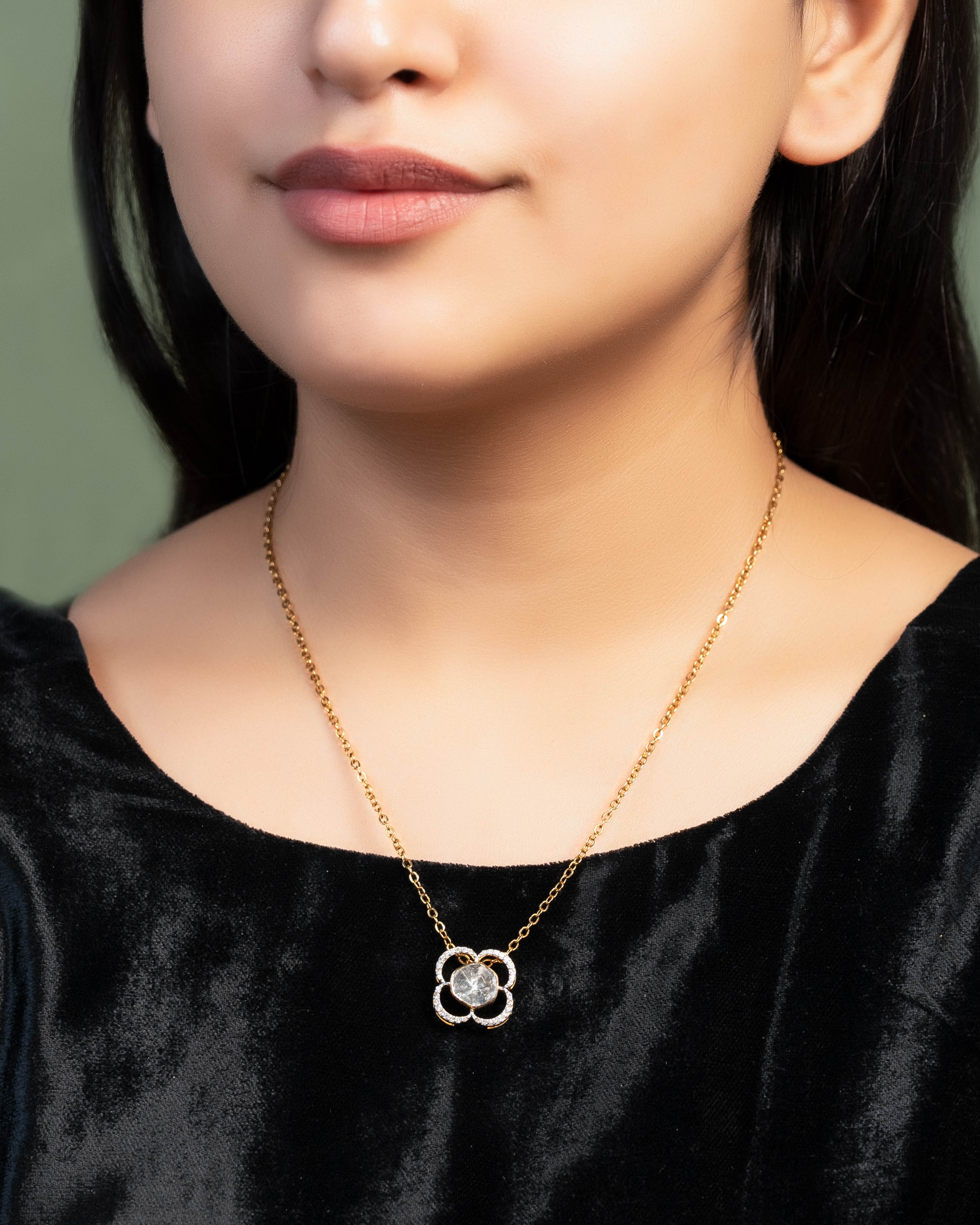 Sanchita Pendant And Pratyusha Tops Polki And Diamond Set