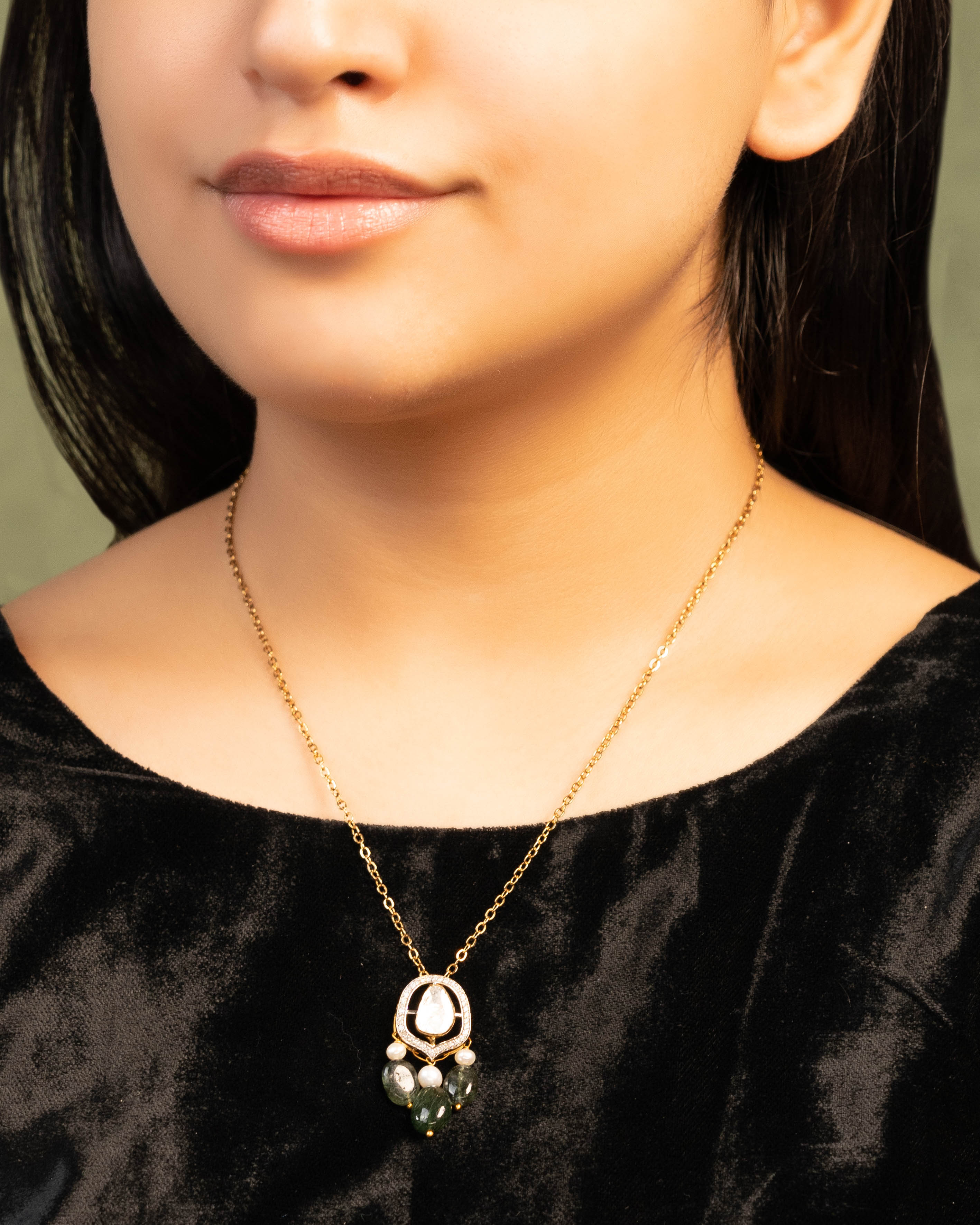 Erika Pendant And Hiteshri Tops Polki And Diamond Set