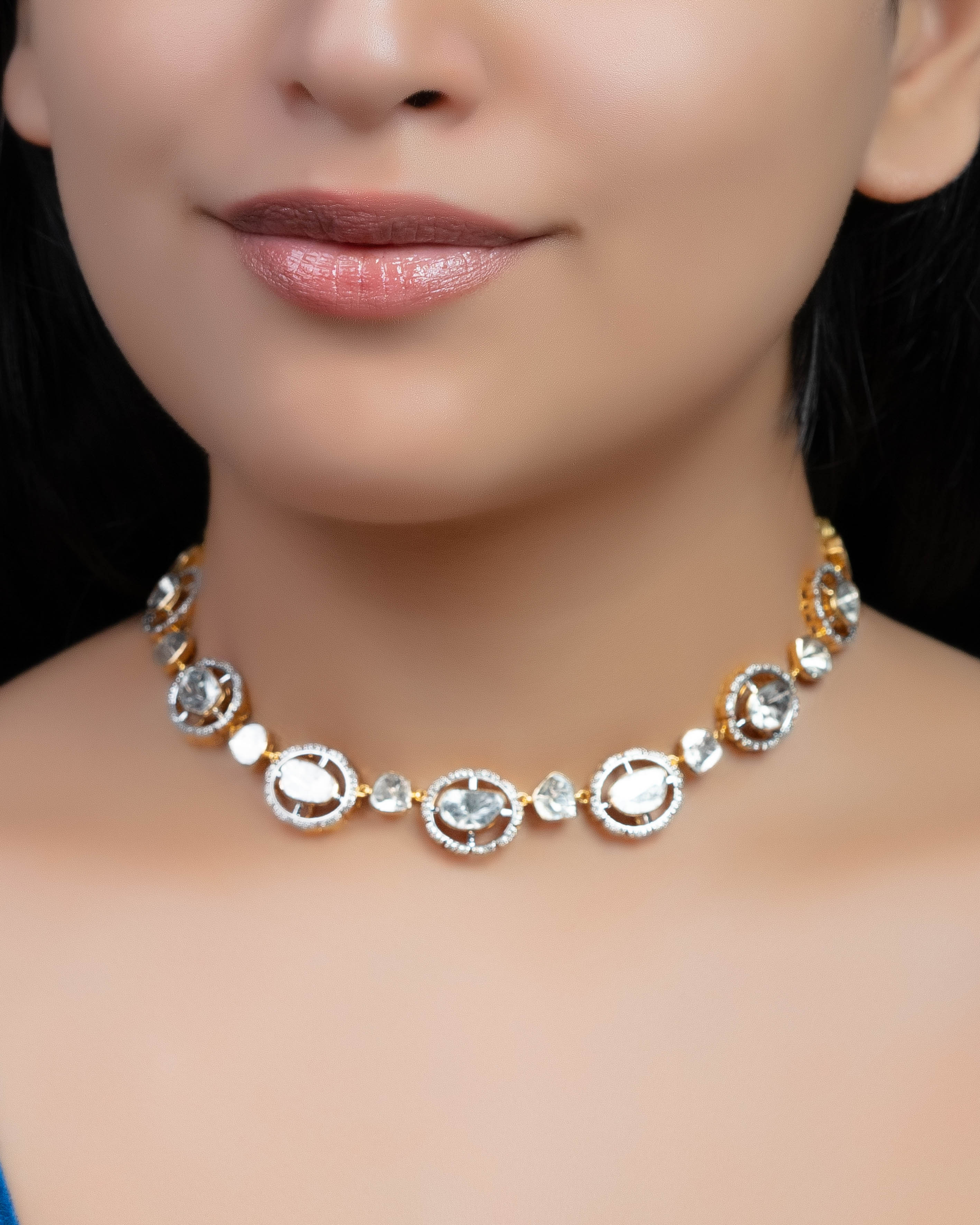 Prerna Choker And Laveena Long Earrings Polki And Diamond Set