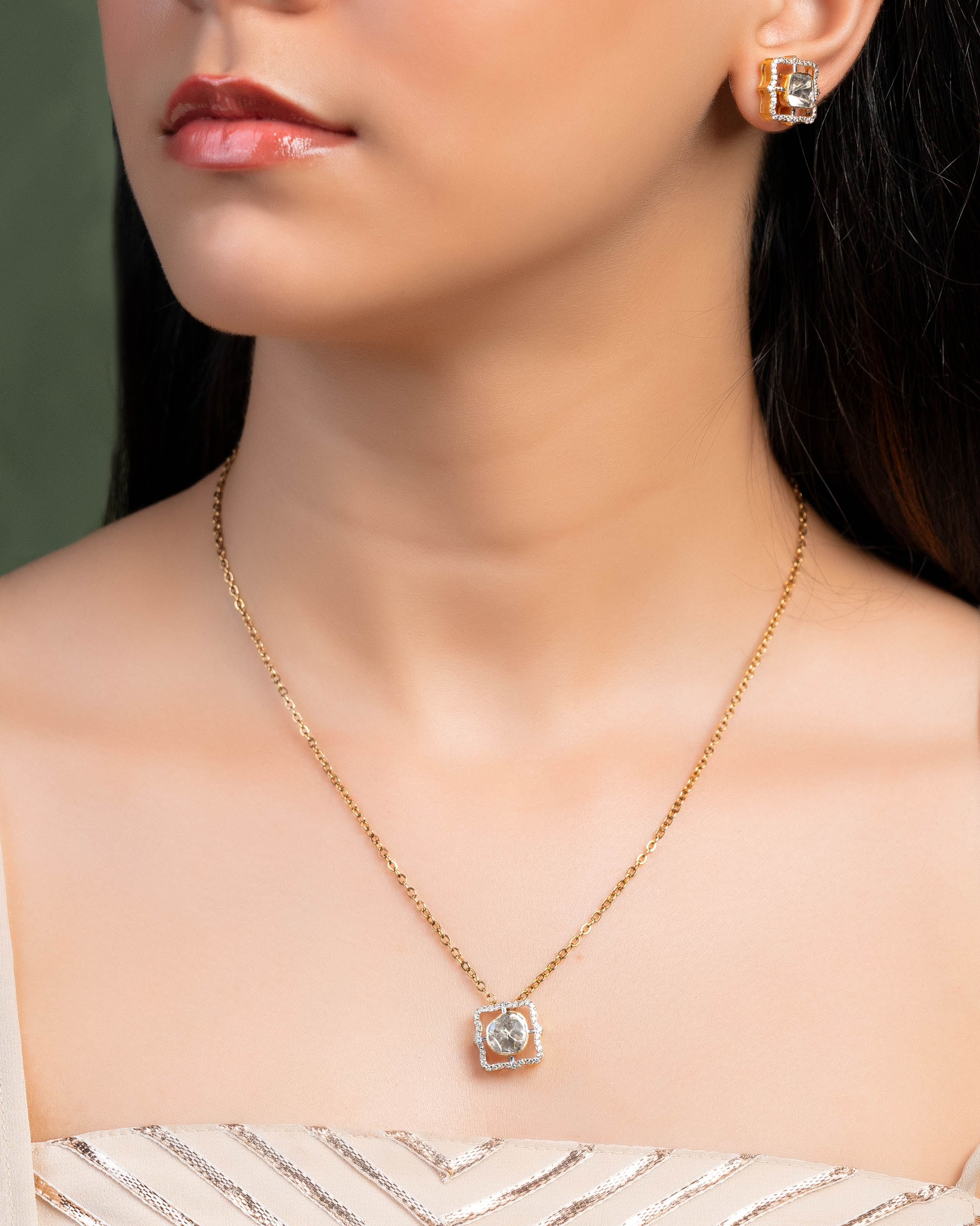 Rashmika Polki And Diamond Pendant