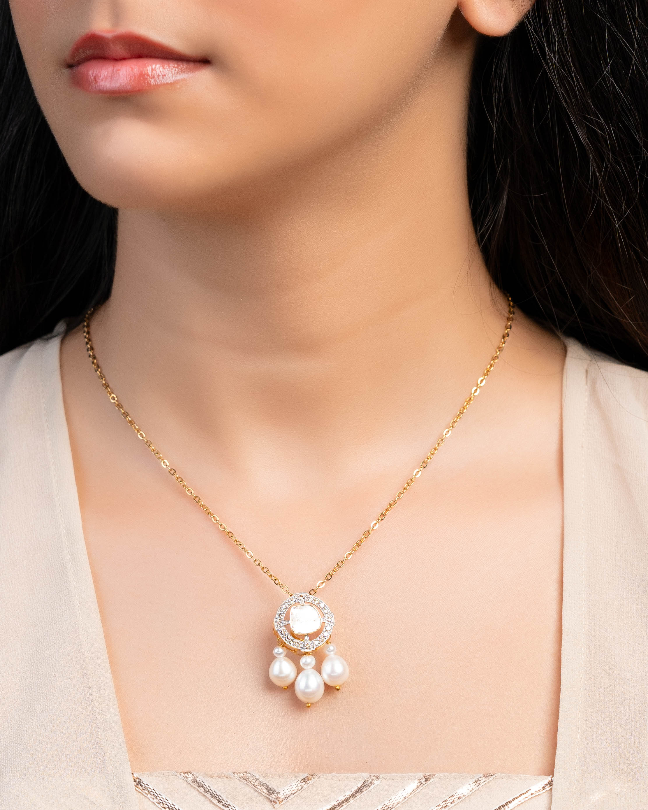 Rukshar Polki And Diamond Pendant