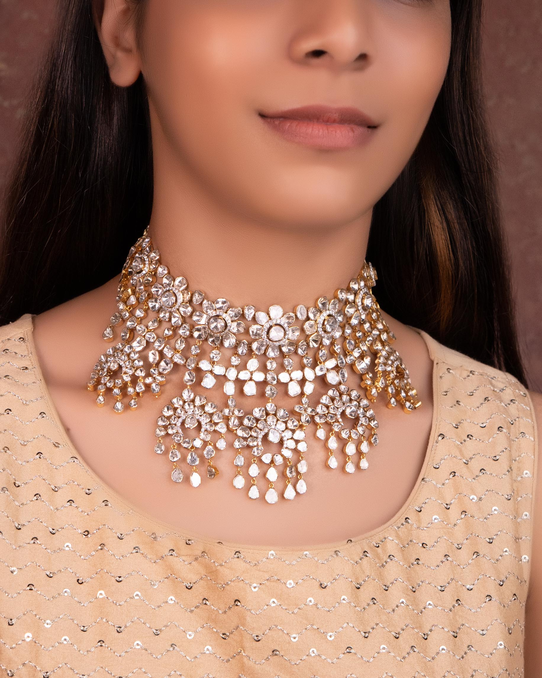 Goenka Choker And Nia Earrings Polki Diamond Set