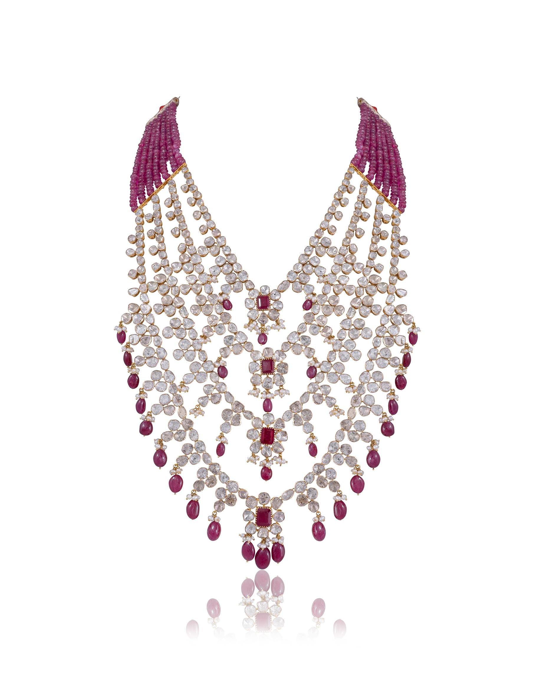 Kajol Long Necklace And Kashvi Tops Polki Set