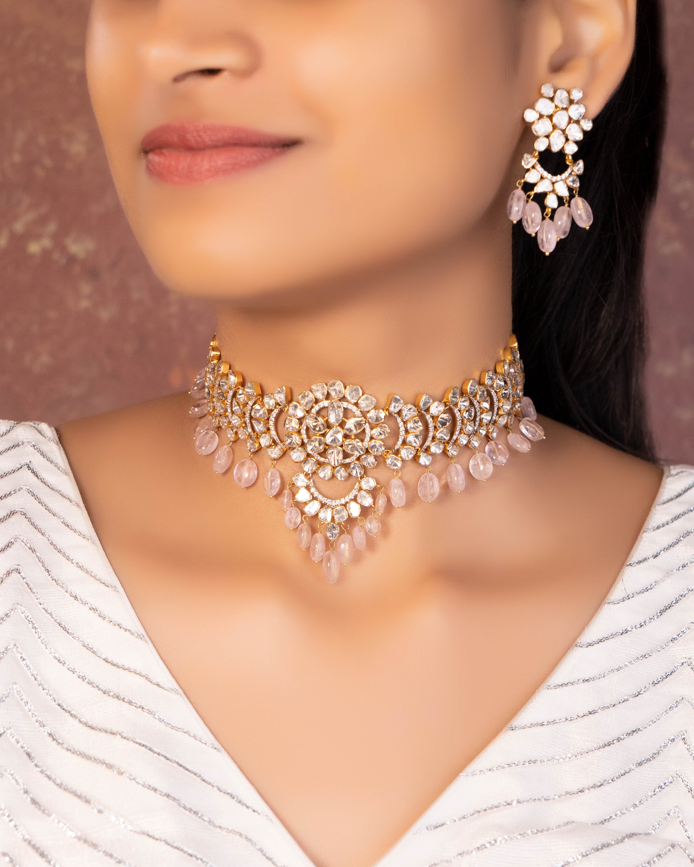 Jasanta Polki And Diamod Long Earrings